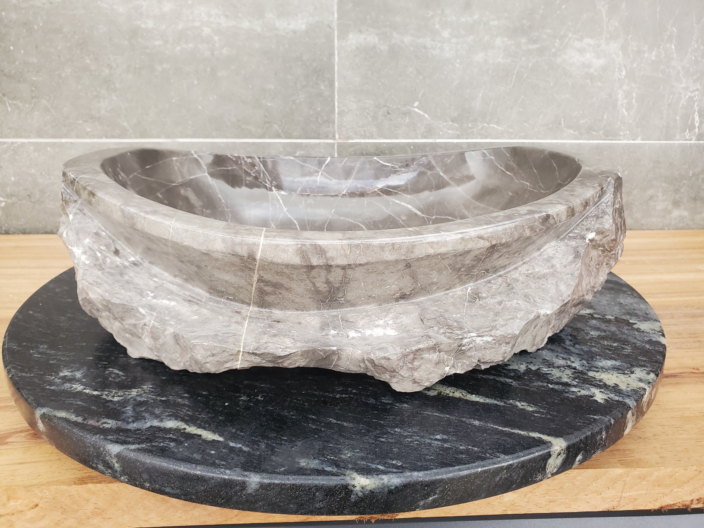 S31_41 Oval Carved Marble Vessel Sink
