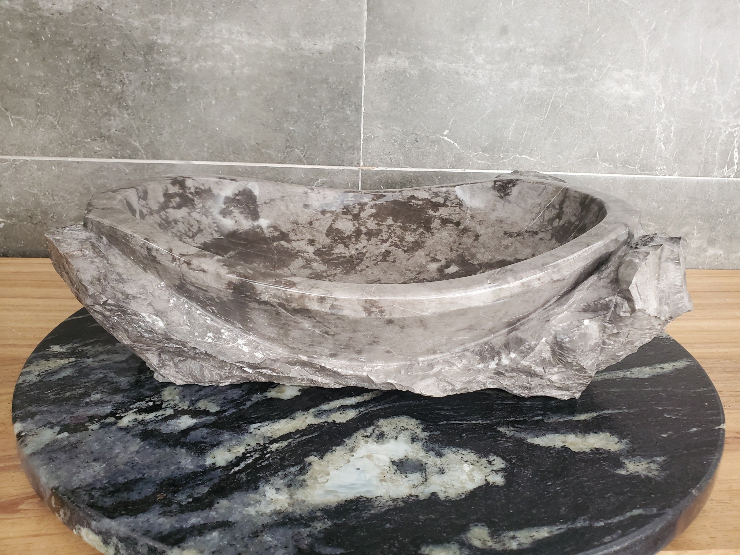 S31_42 Oval Carved Marble Vessel Sink