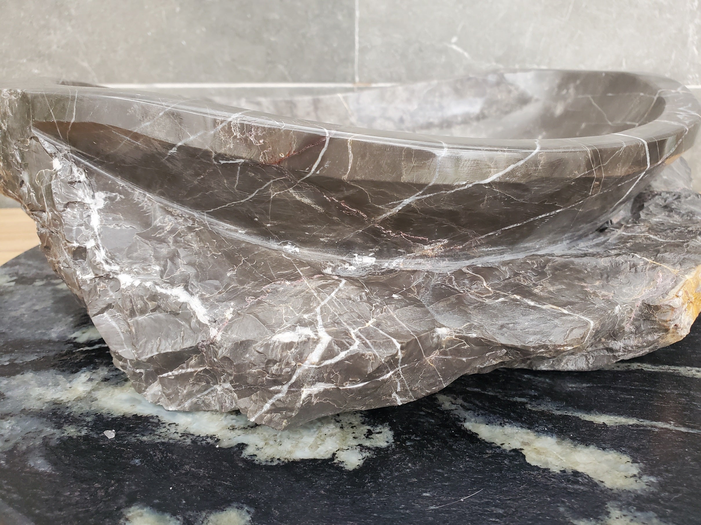 S31_41 Oval Carved Marble Vessel Sink