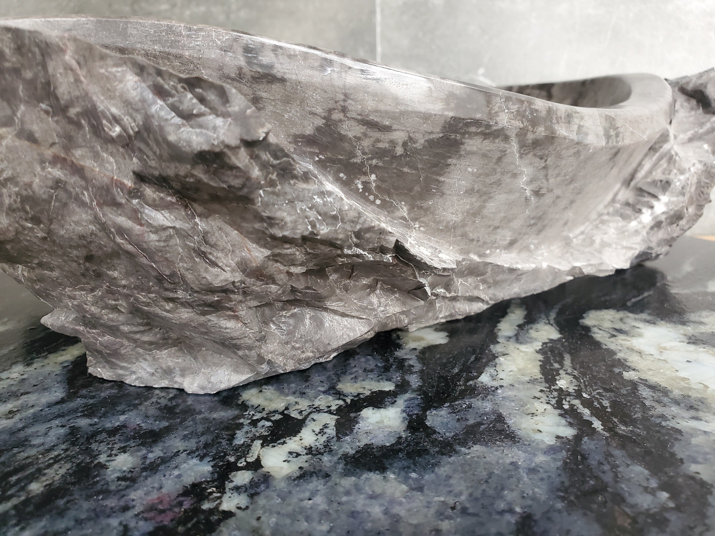 S31_42 Oval Carved Marble Vessel Sink