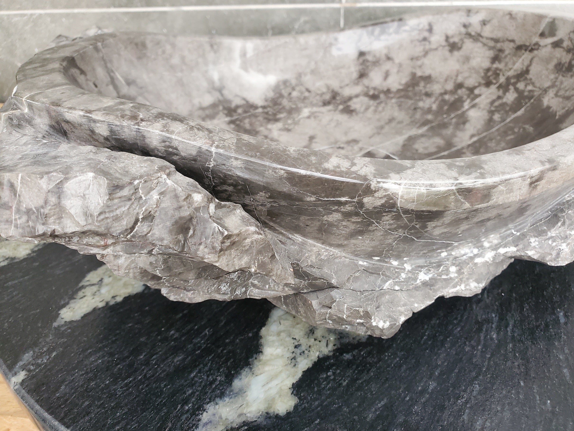 S31_42 Oval Carved Marble Vessel Sink