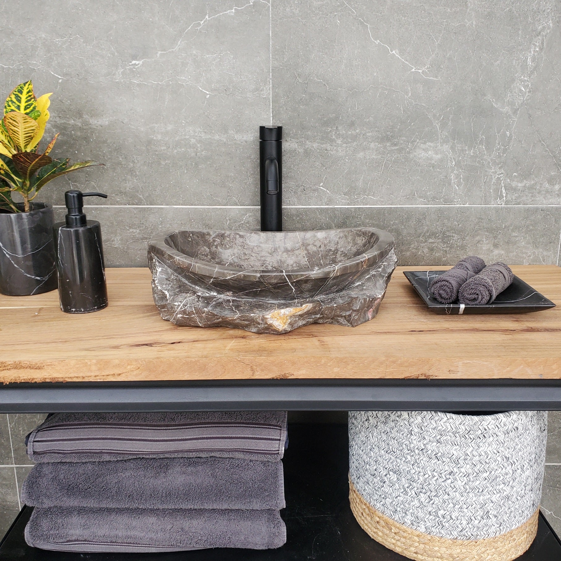 S31_41 Oval Carved Marble Vessel Sink