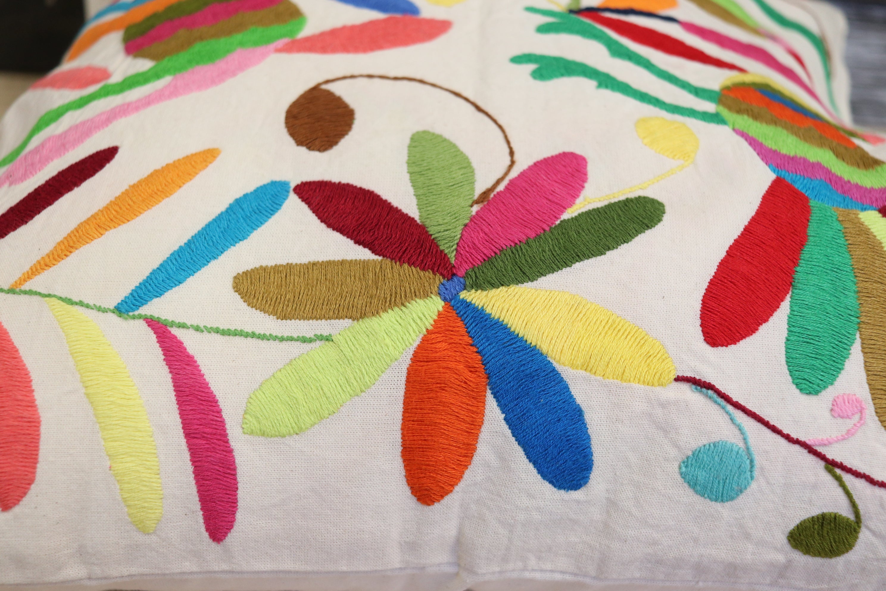 17" x 17" Otomi Tenango Pillow Cover Tenango Decor Home Pillow Covers