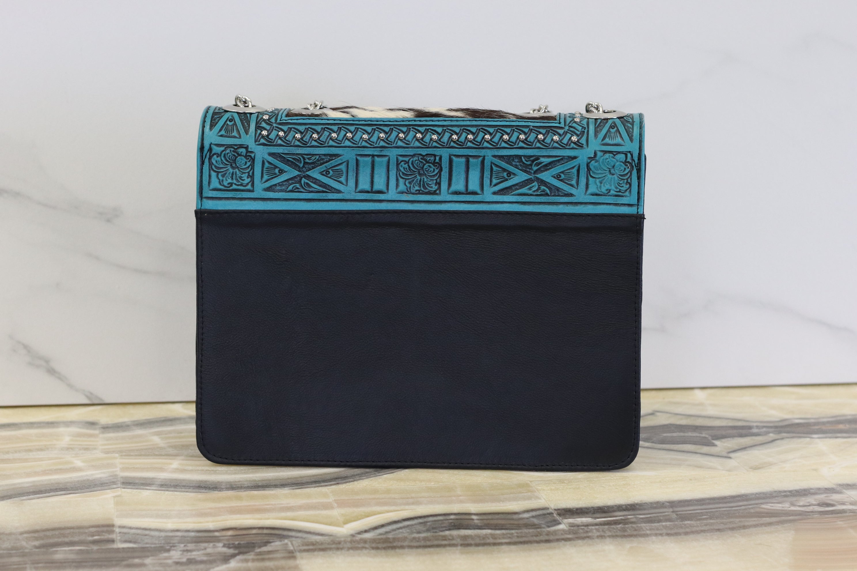 Black Hand Tooled Cow Hide Leather Purse Purse Fashion