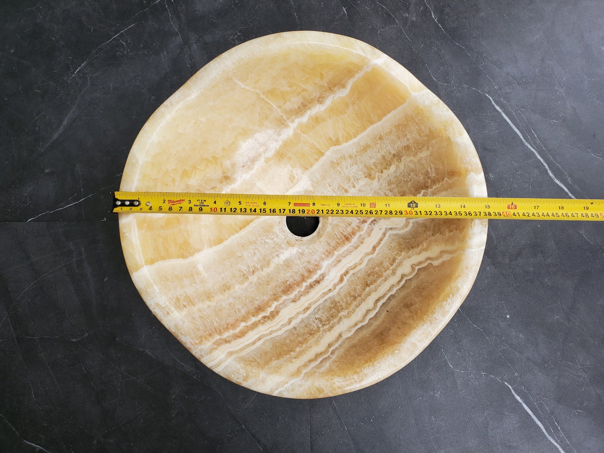 S29_11 Onyx Stone Vessel Bathroom Sink - Round