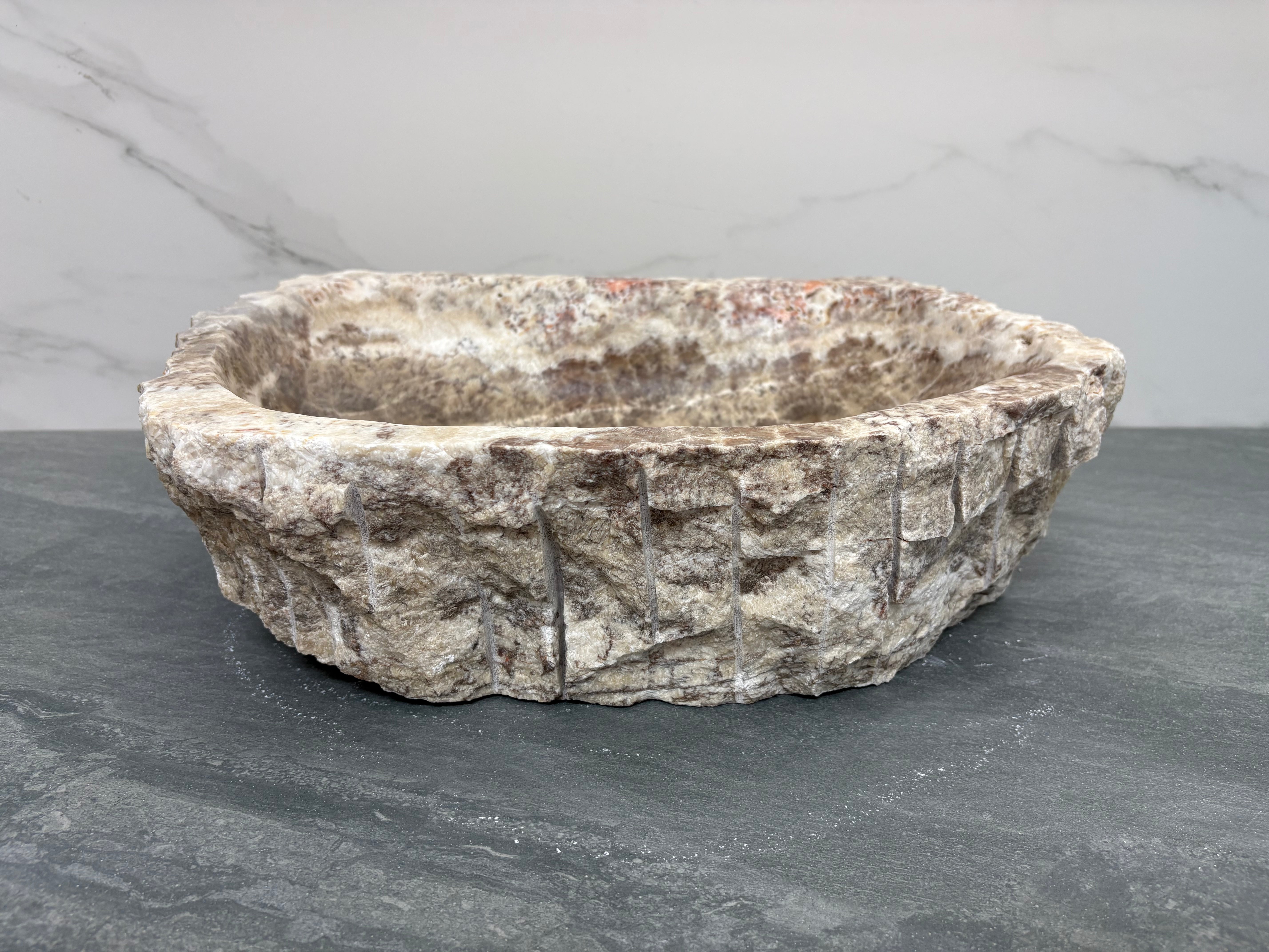 S15_04 Onyx Stone Vessel bathroom Sink - 19 x 15.5 inch
