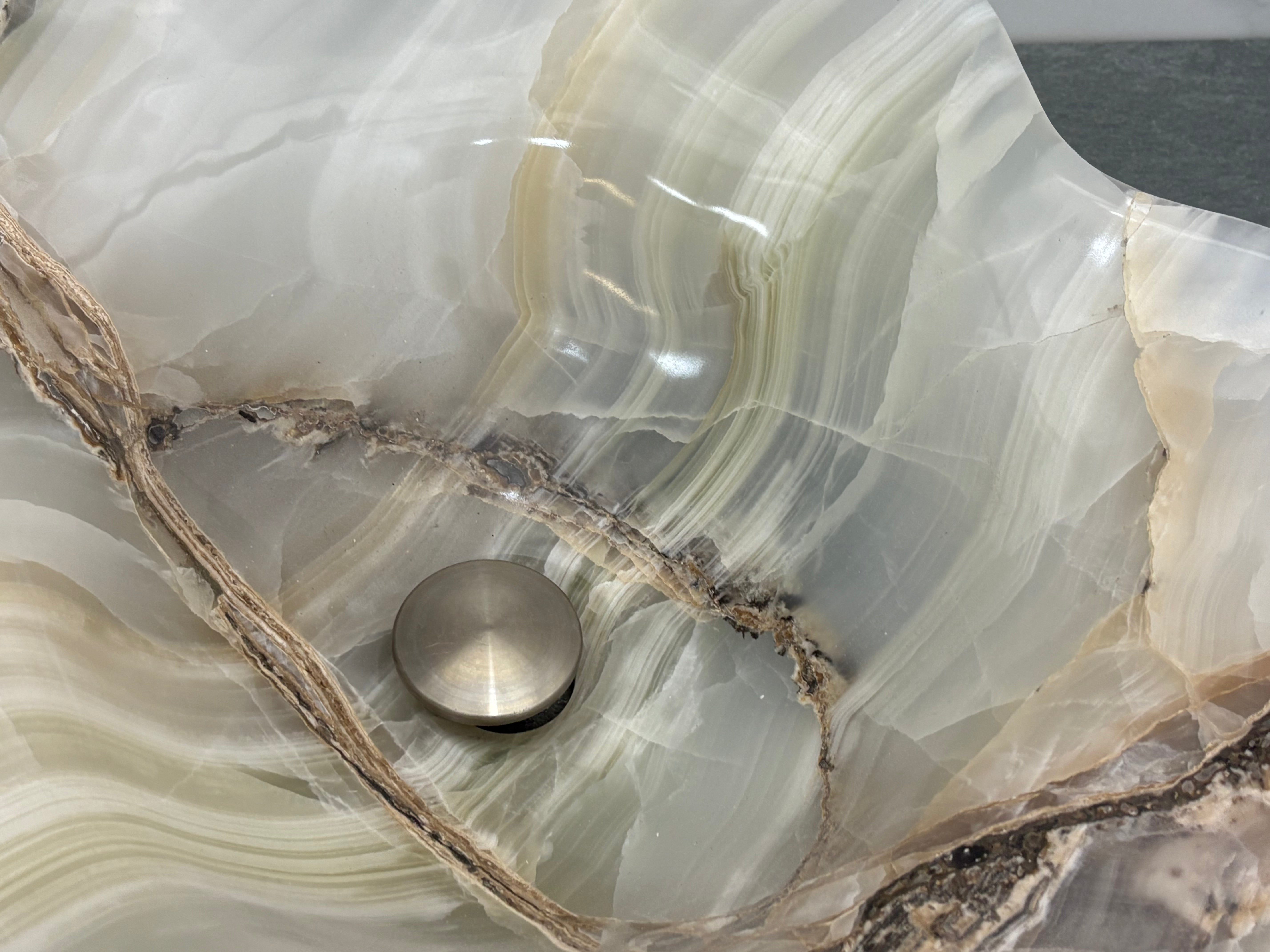 S21_19 Onyx Stone Bathroom Vessel Sink - 19.5 x 18.5 inch