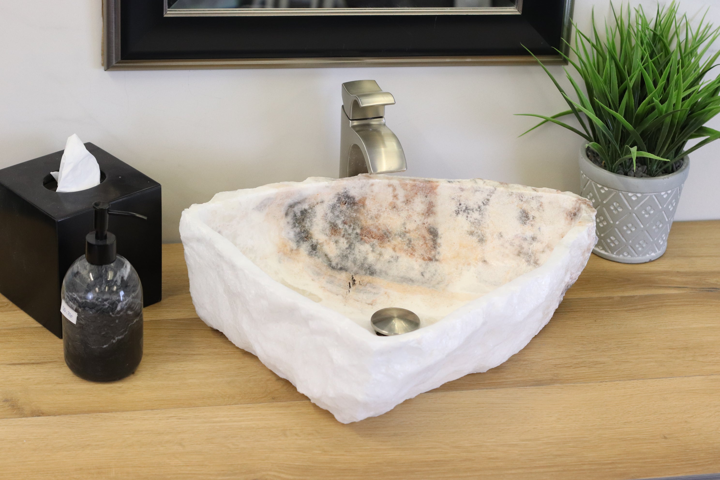 S12_21 Onyx Stone Vessel Bathroom Sink - 18.5 x 15 Inch