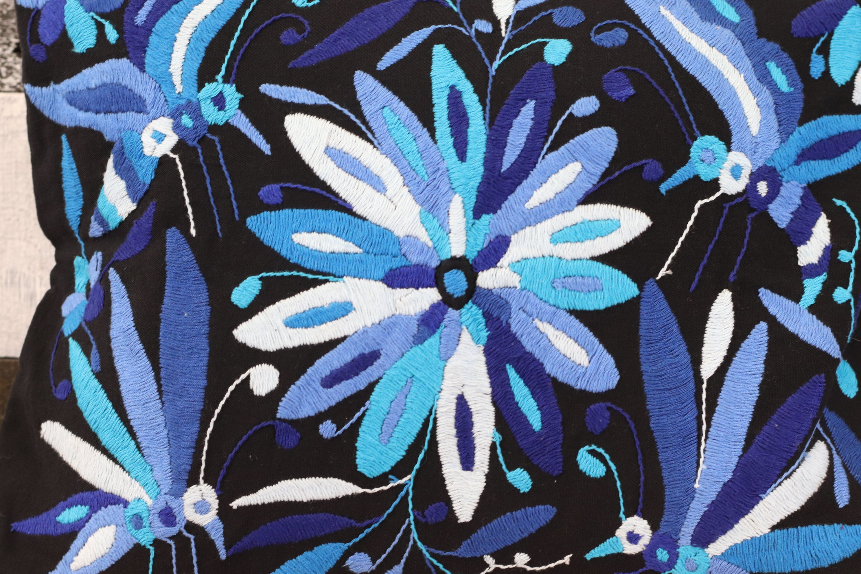 Tenango Pillow Cover, Hand Embroidered Otomi Art, Handmade Authentic Mexican Decor Home Pillow Covers