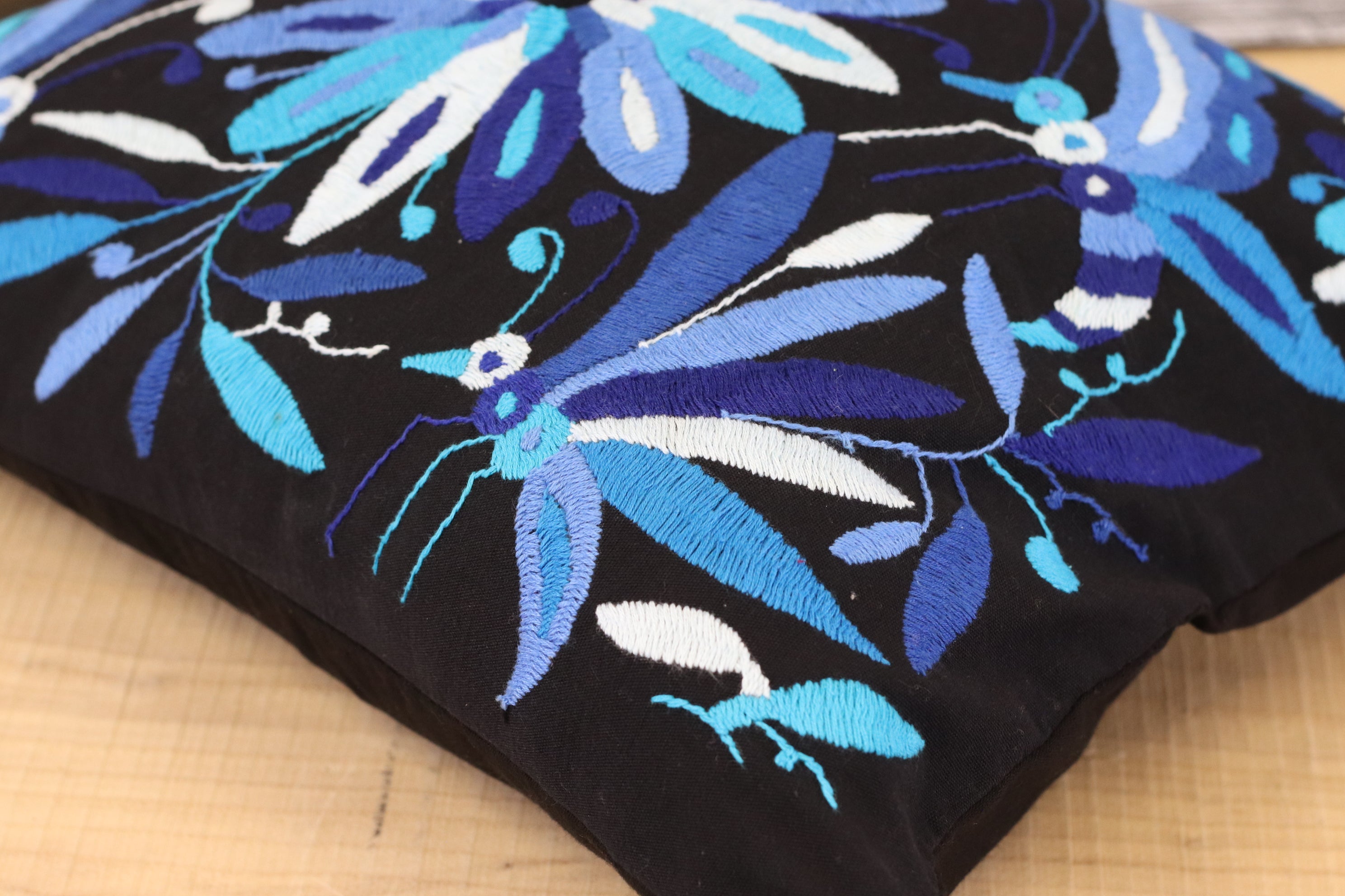 Tenango Pillow Cover, Hand Embroidered Otomi Art, Handmade Authentic Mexican Decor Home Pillow Covers