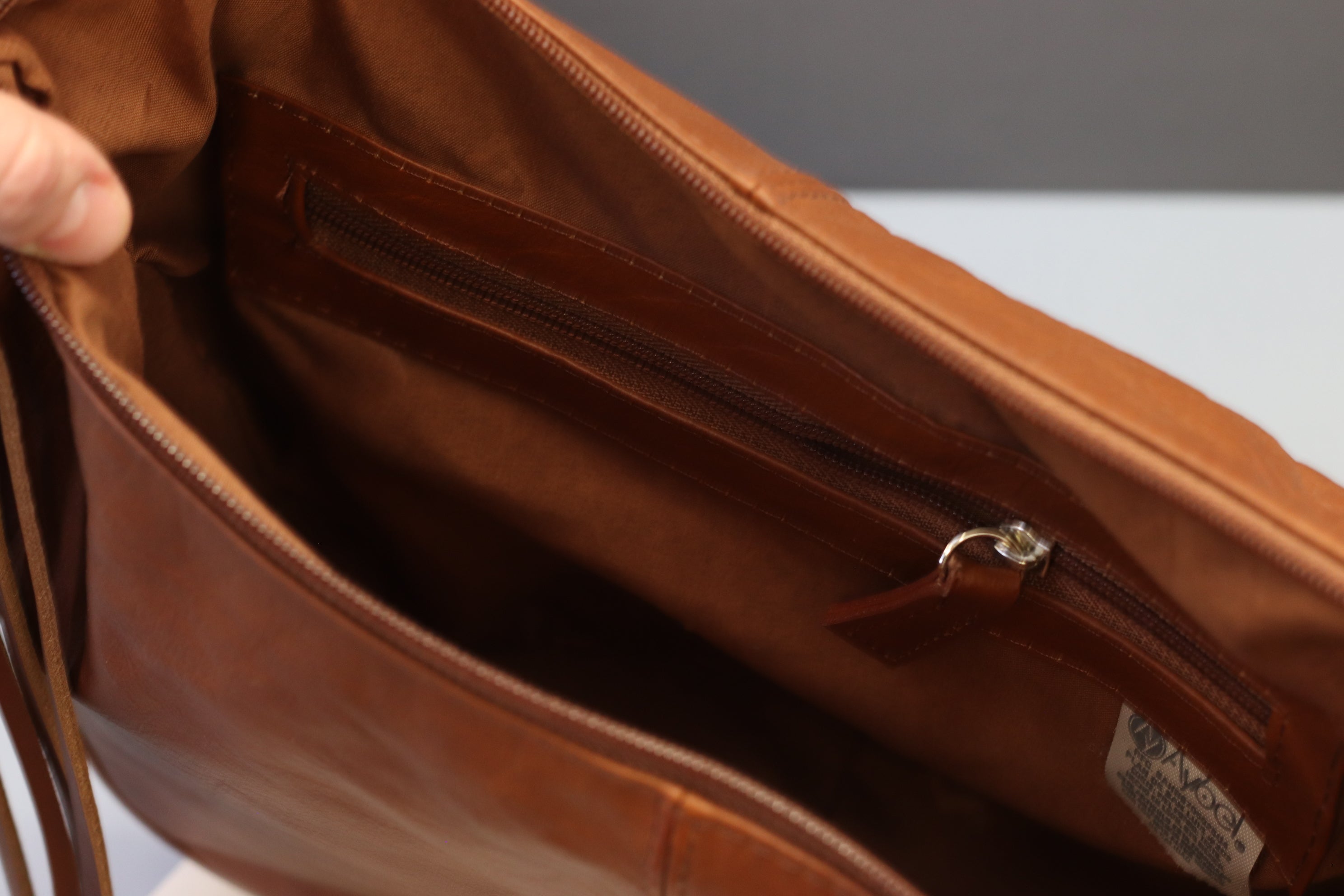 Brown Leather Messenger Bag with Hand Beaded Shoulder Strap Purse Fashion