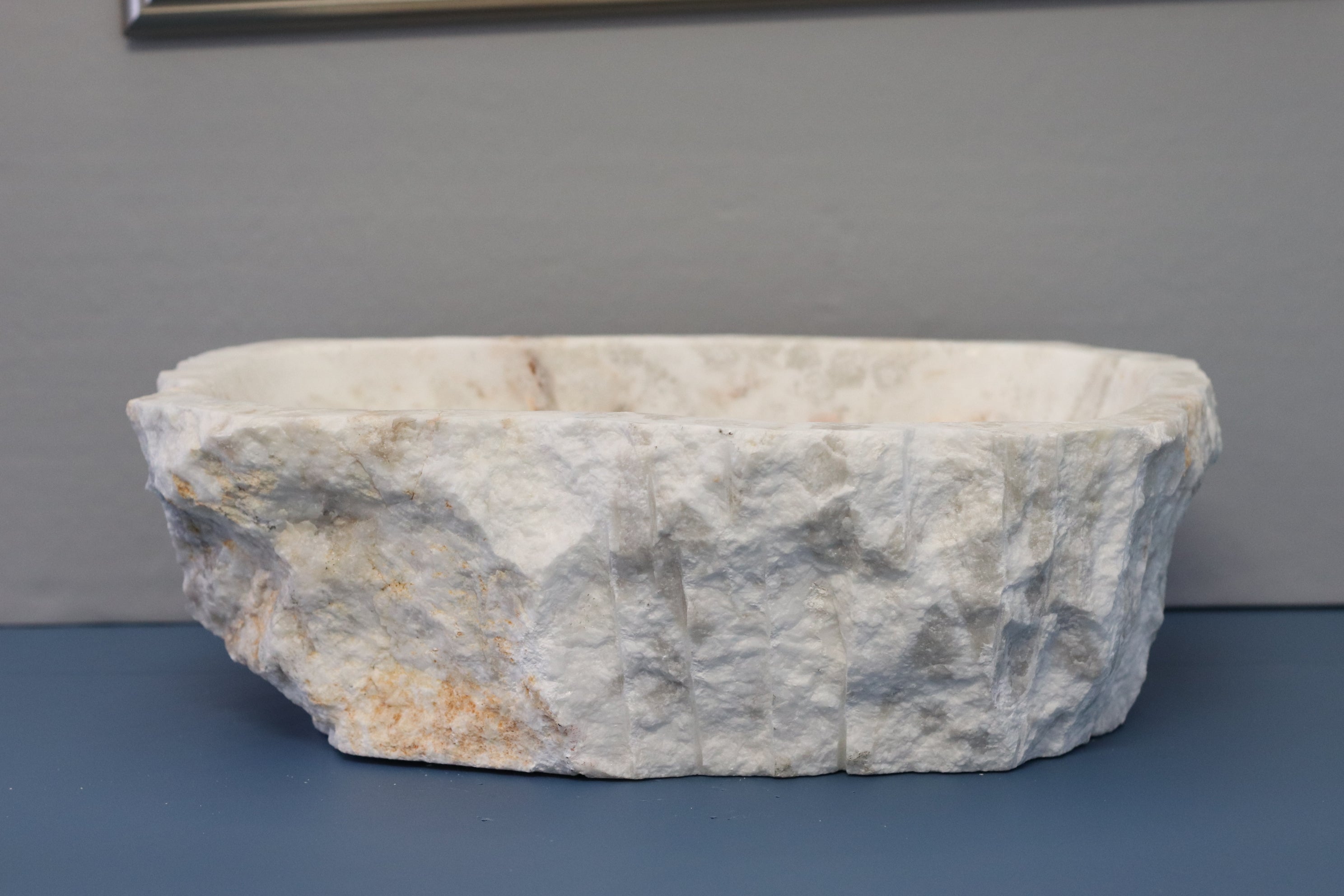 White and Gray Onyx Stone Vessel Bathroom Sink Bathroom Sinks Onyx Sinks Sinks