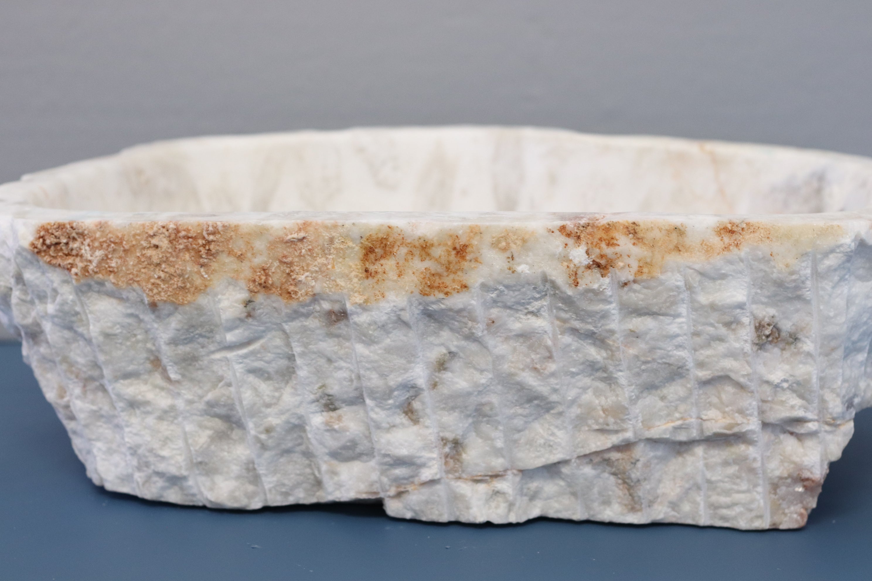 White and Gray Onyx Stone Vessel Bathroom Sink Bathroom Sinks Onyx Sinks Sinks