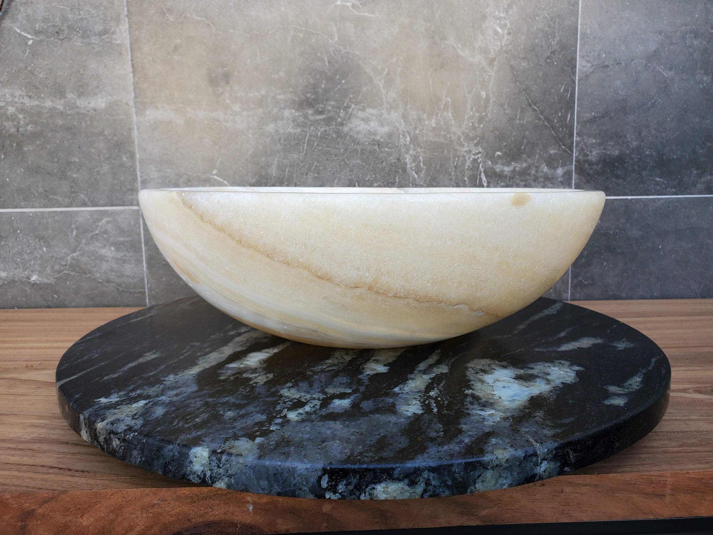 S28_21 Onyx Stone Vessel Bathroom Sink -15.5 x 15.5 inch