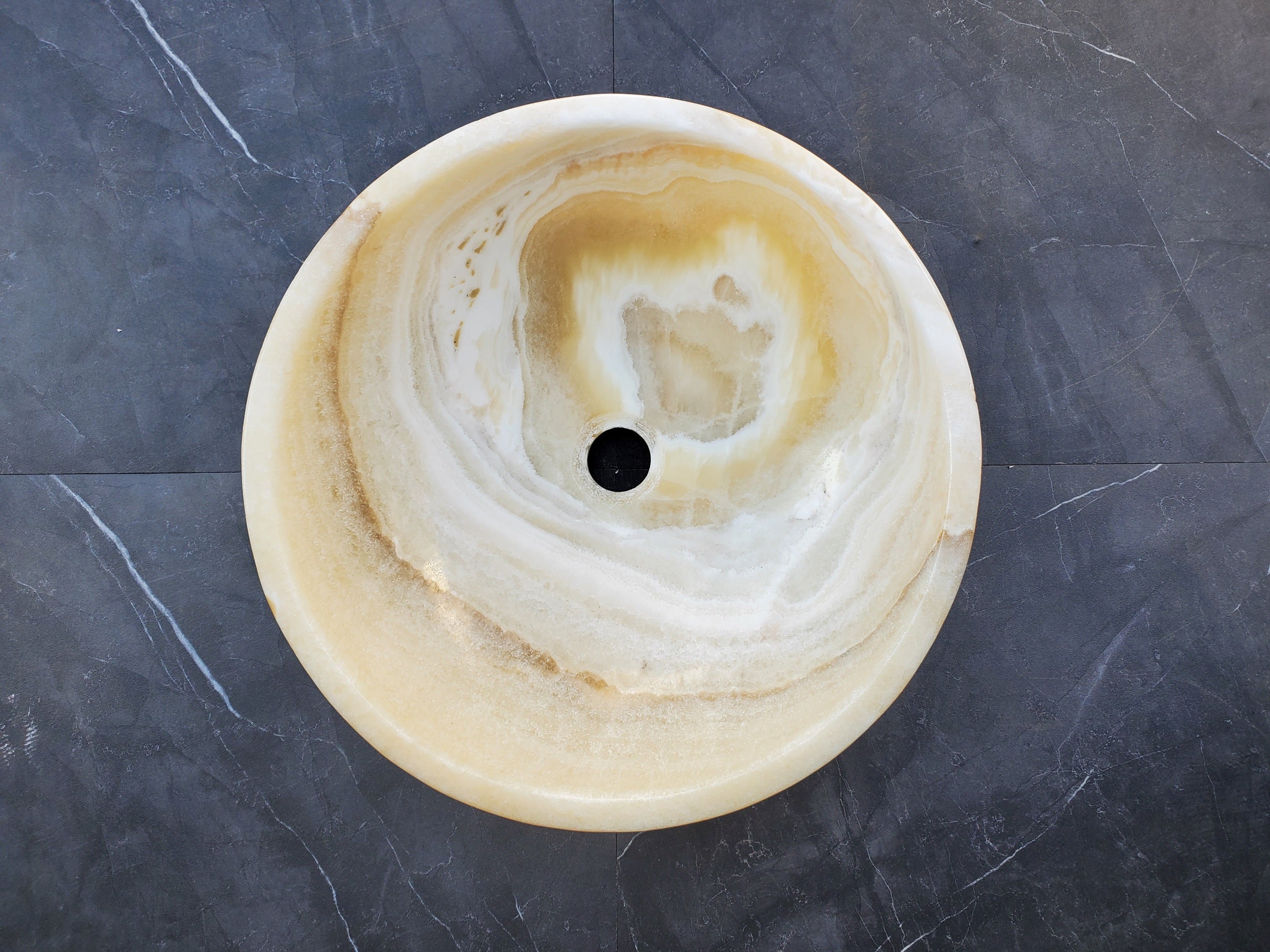 S28_21 Onyx Stone Vessel Bathroom Sink -15.5 x 15.5 inch
