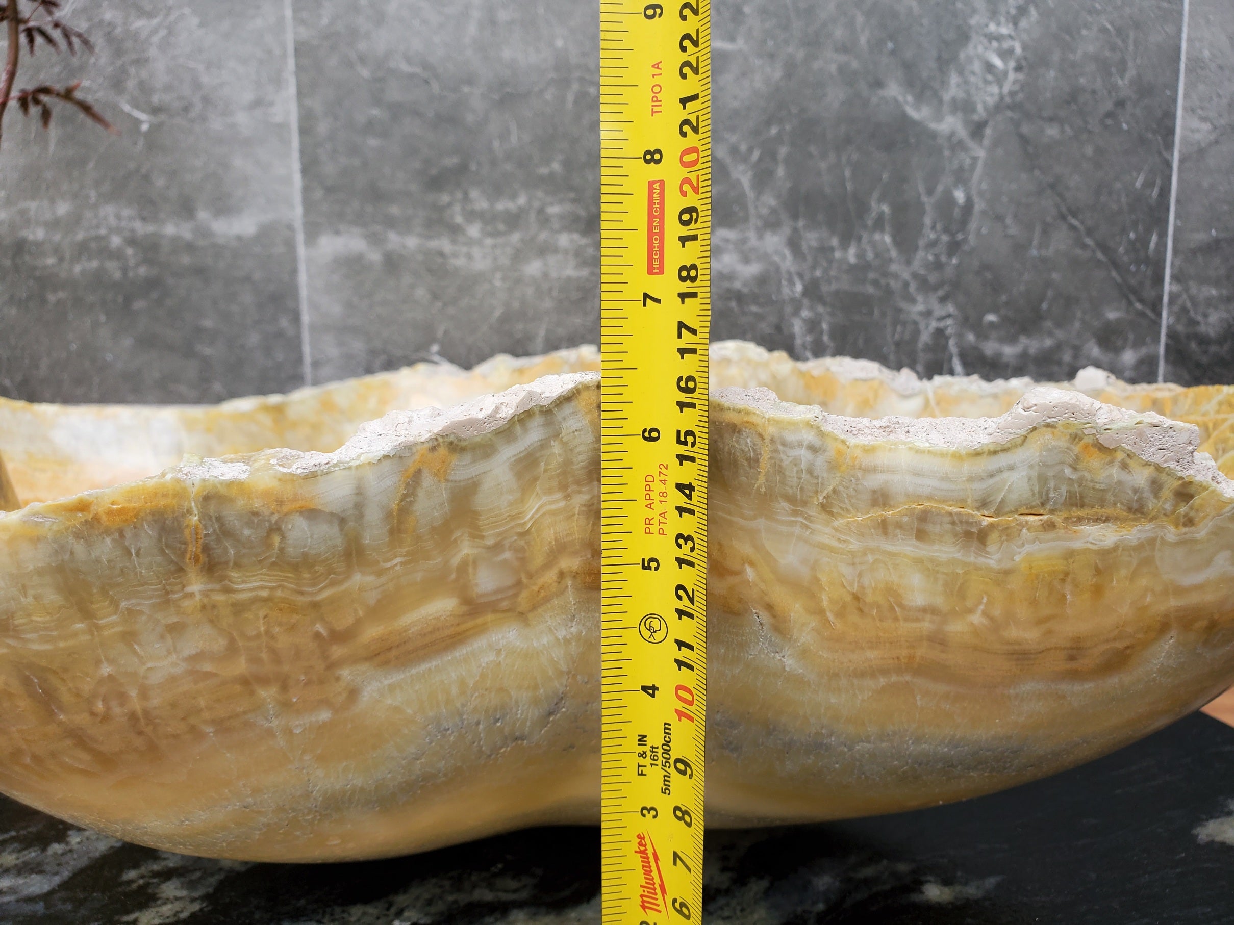 S30_15 Onyx Stone Vessel Bathroom Sink - 23.5 x 16 inch