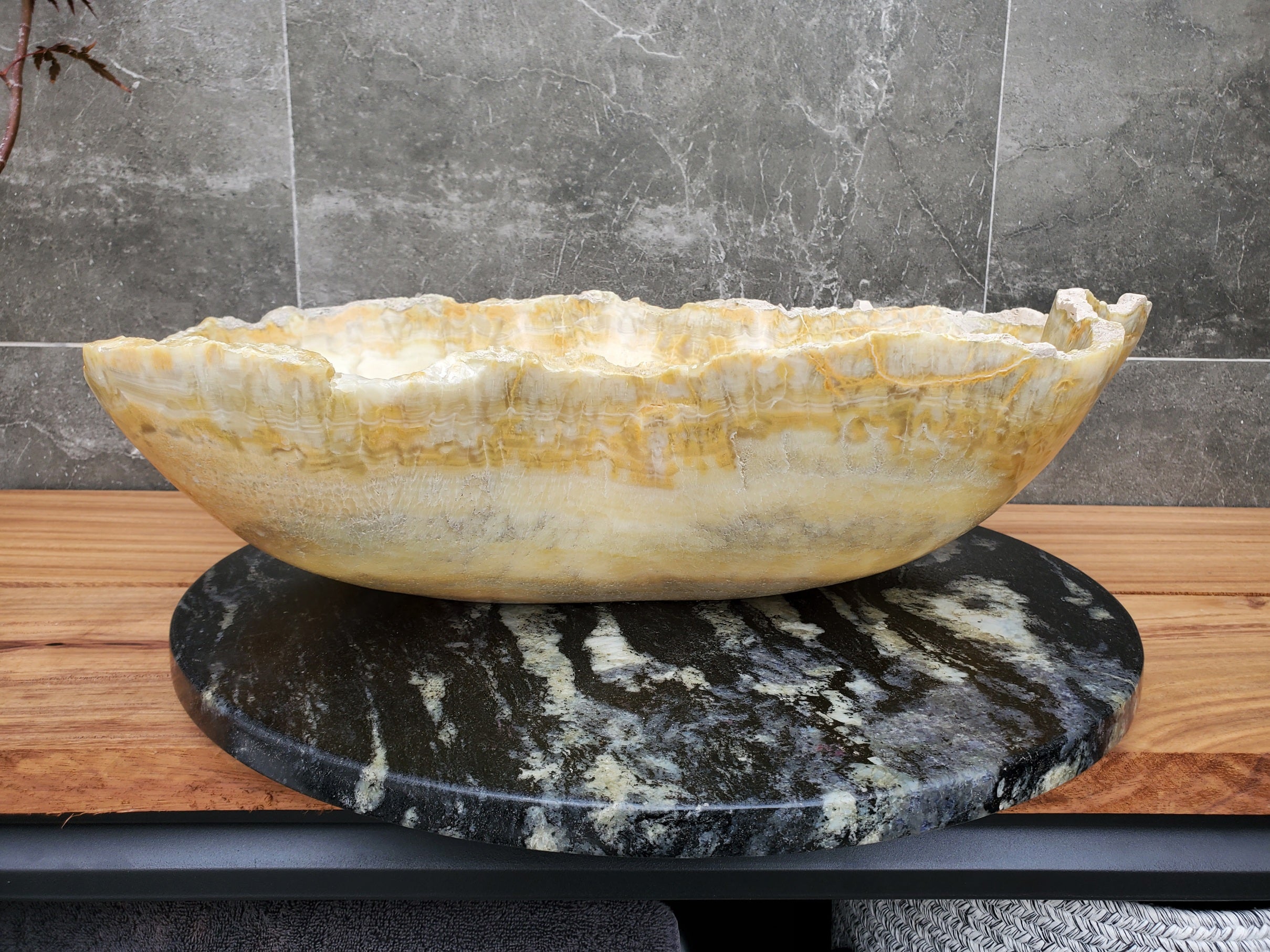 S30_15 Onyx Stone Vessel Bathroom Sink - 23.5 x 16 inch