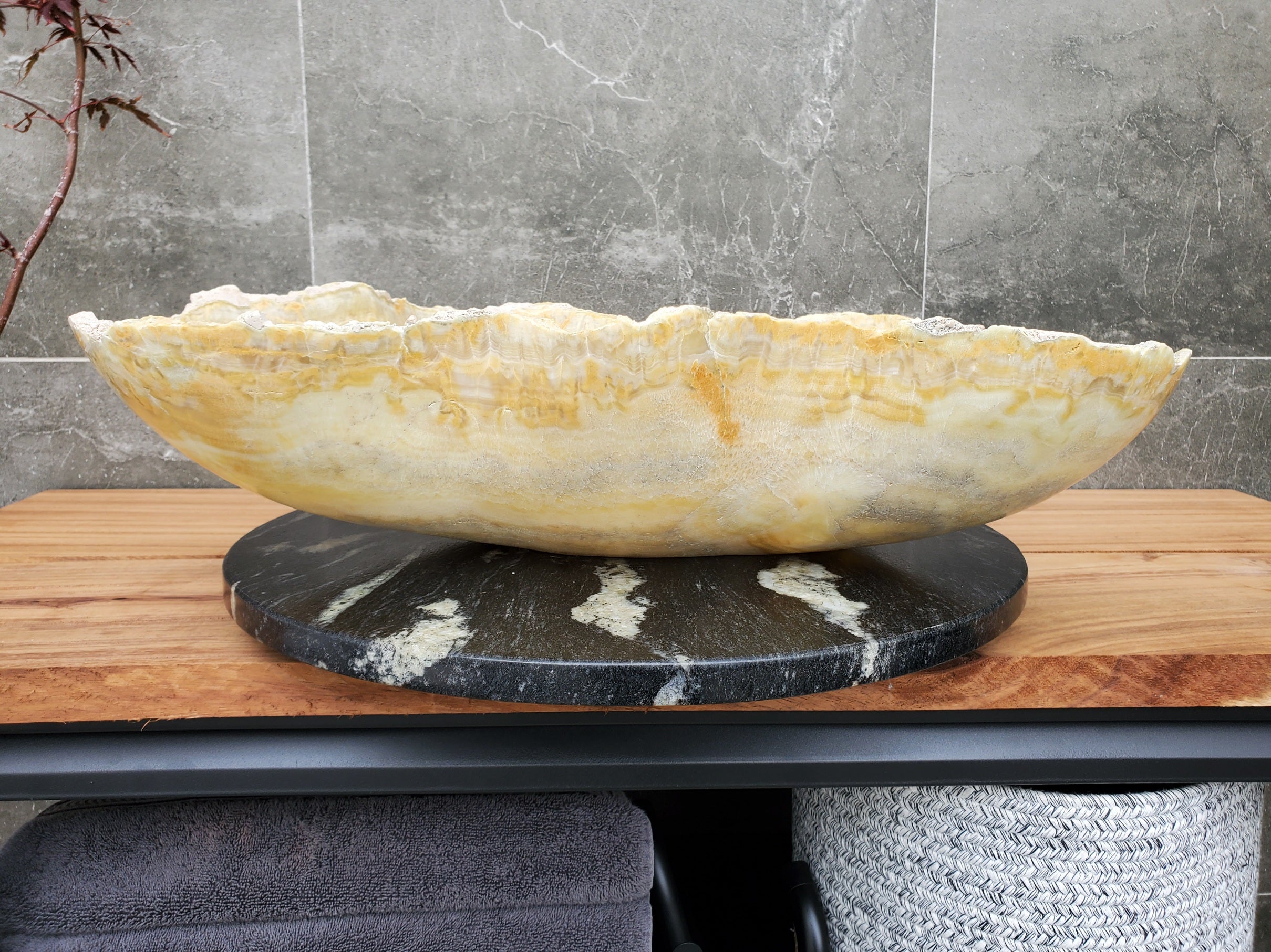 S30_15 Onyx Stone Vessel Bathroom Sink - 23.5 x 16 inch