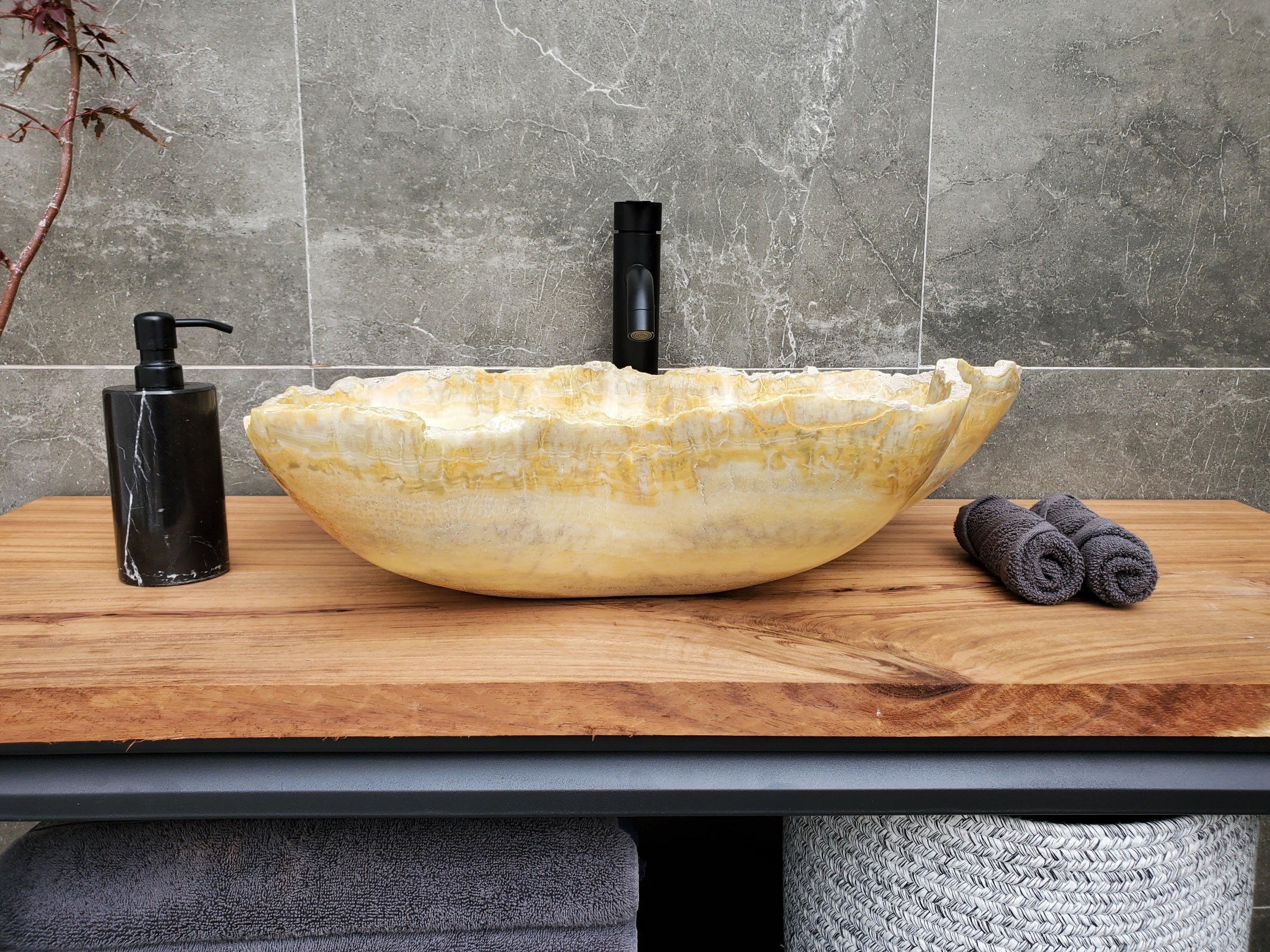S30_15 Onyx Stone Vessel Bathroom Sink