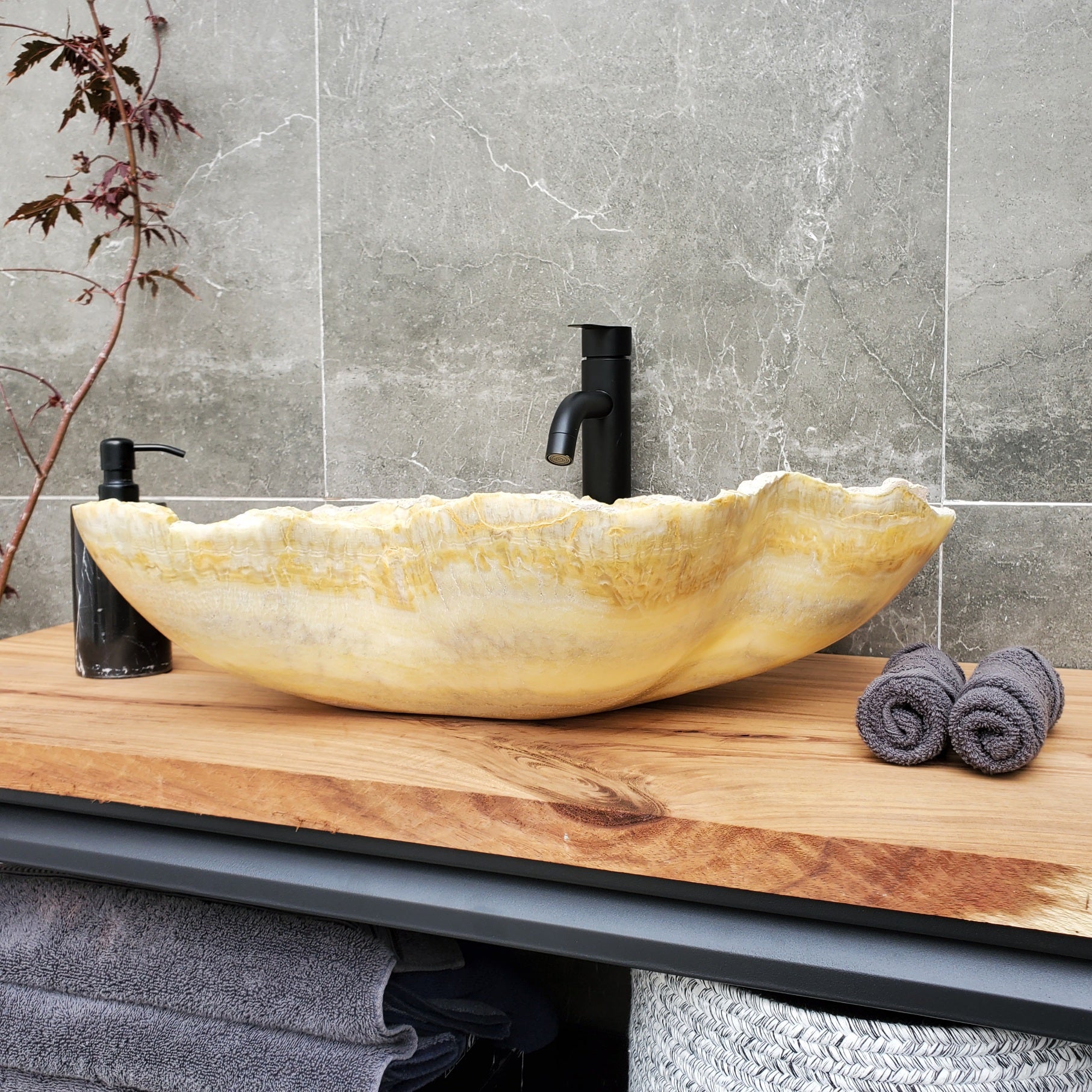 S30_15 Onyx Stone Vessel Bathroom Sink