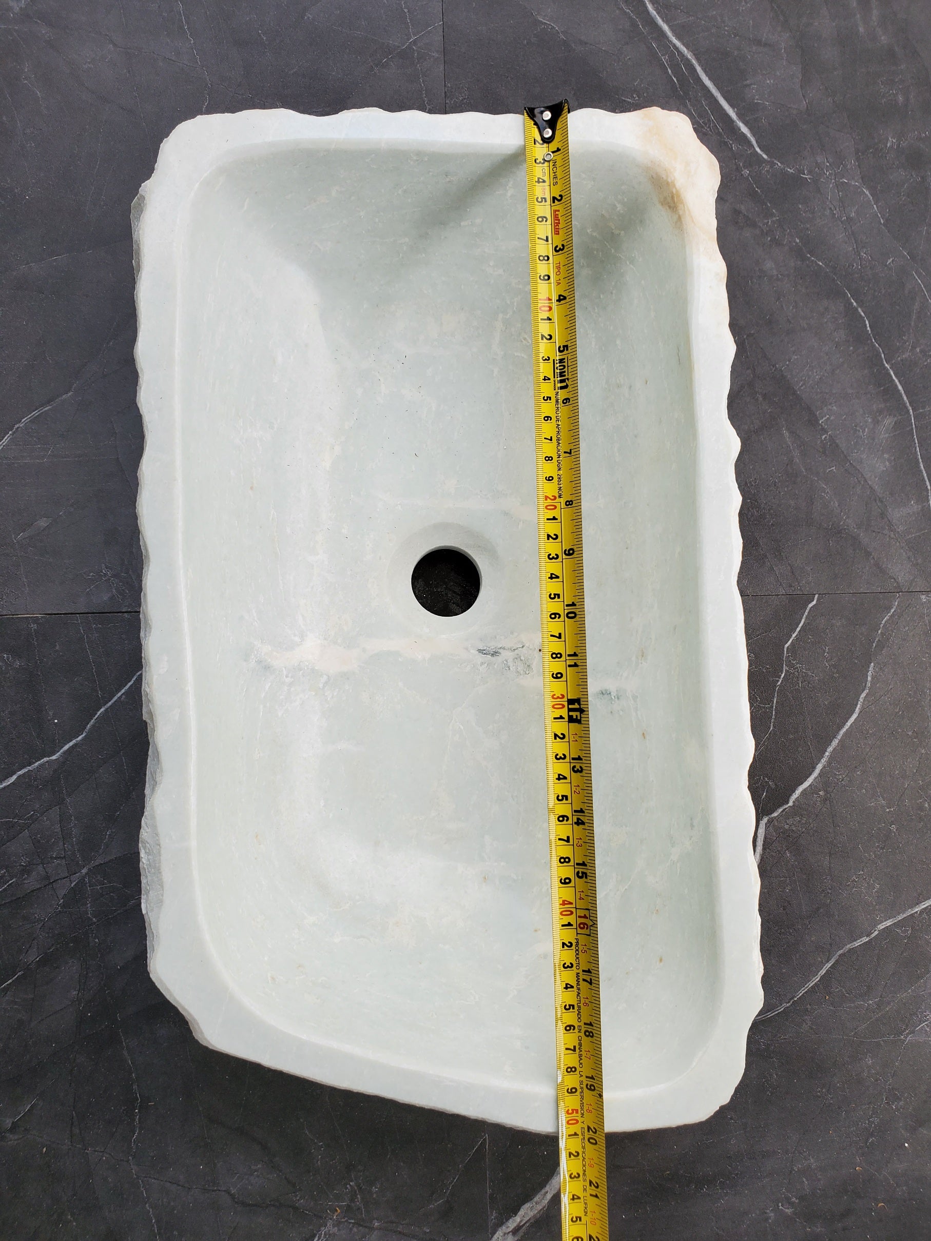 S35_13 White Marble Vessel Sink, Natural Stone Vanity Basin, Polished Bathroom Countertop Sink, Spa Decor 20x12 Inch