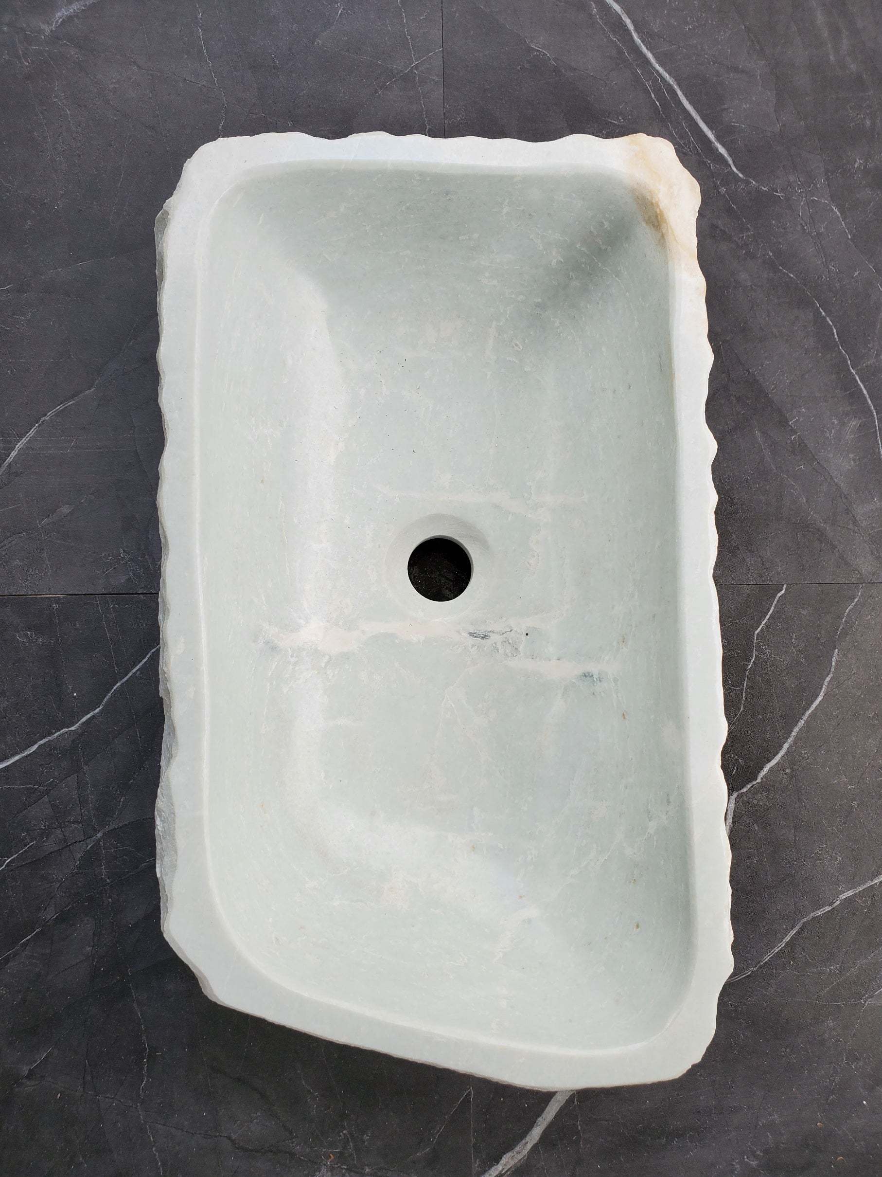S35_13 White Marble Vessel Sink, Natural Stone Vanity Basin, Polished Bathroom Countertop Sink, Spa Decor 20x12 Inch