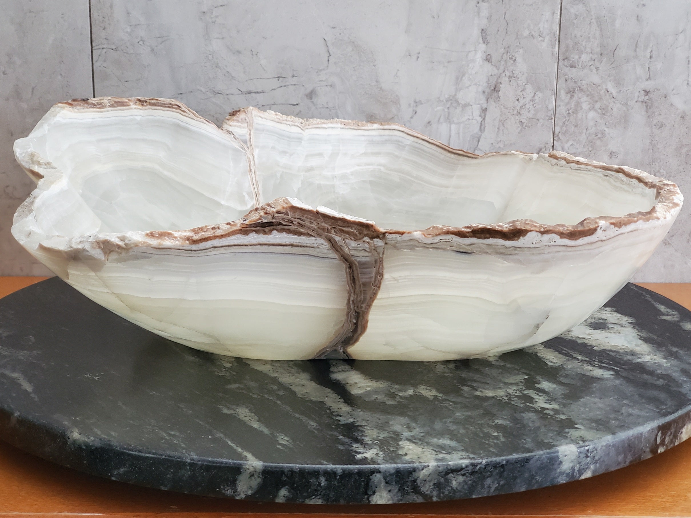 S23_05 Onyx Stone Bathroom Vessel Sink - 16 x 15 inch