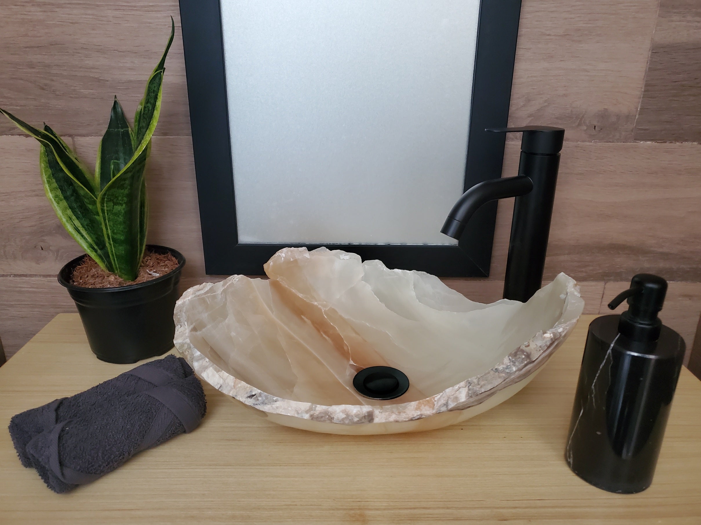 S23_14 Onyx Stone Bathroom Vessel Sink