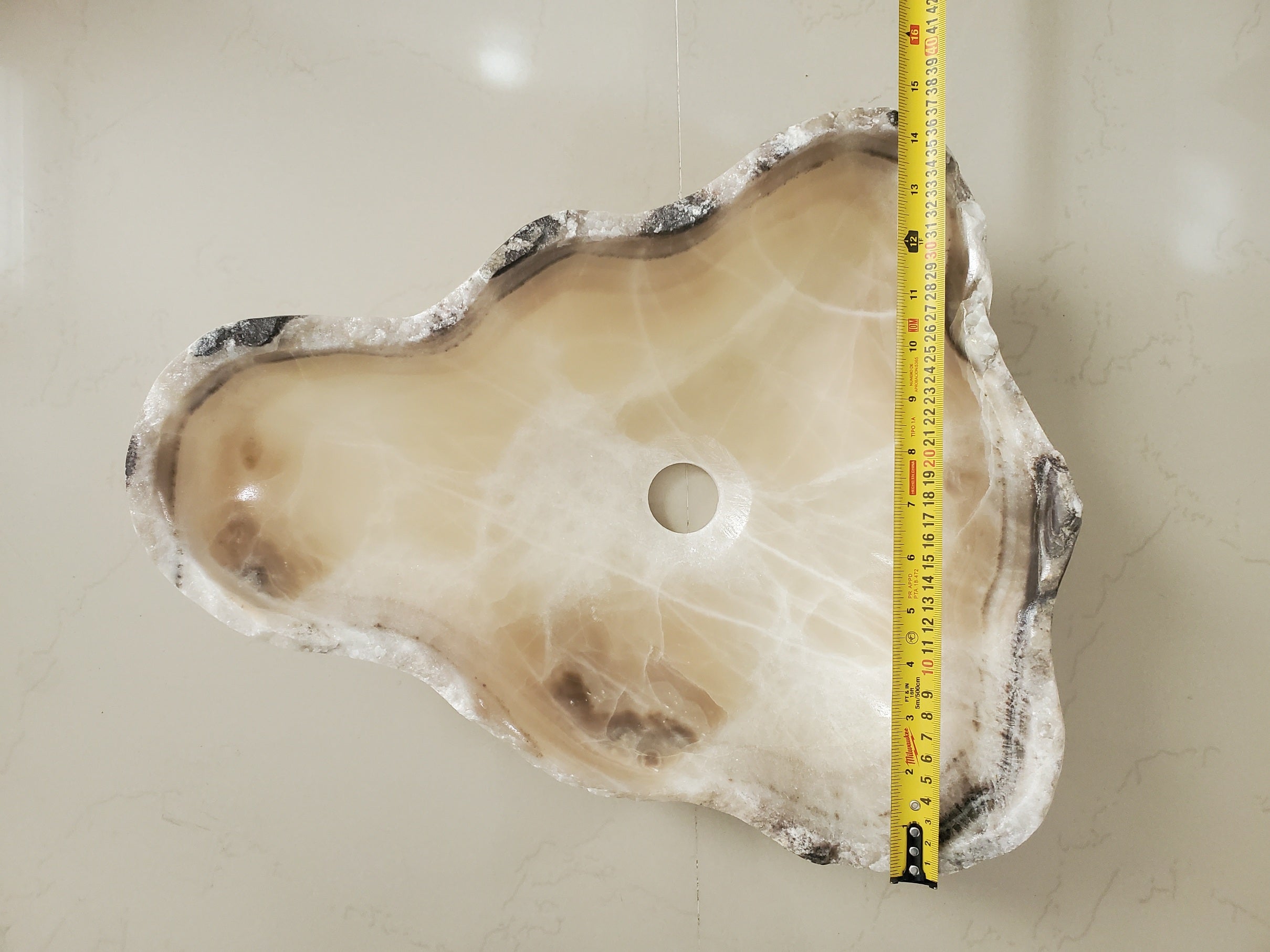 S23_06 Onyx Stone Bathroom Vessel Sink - 17 x 14 inch