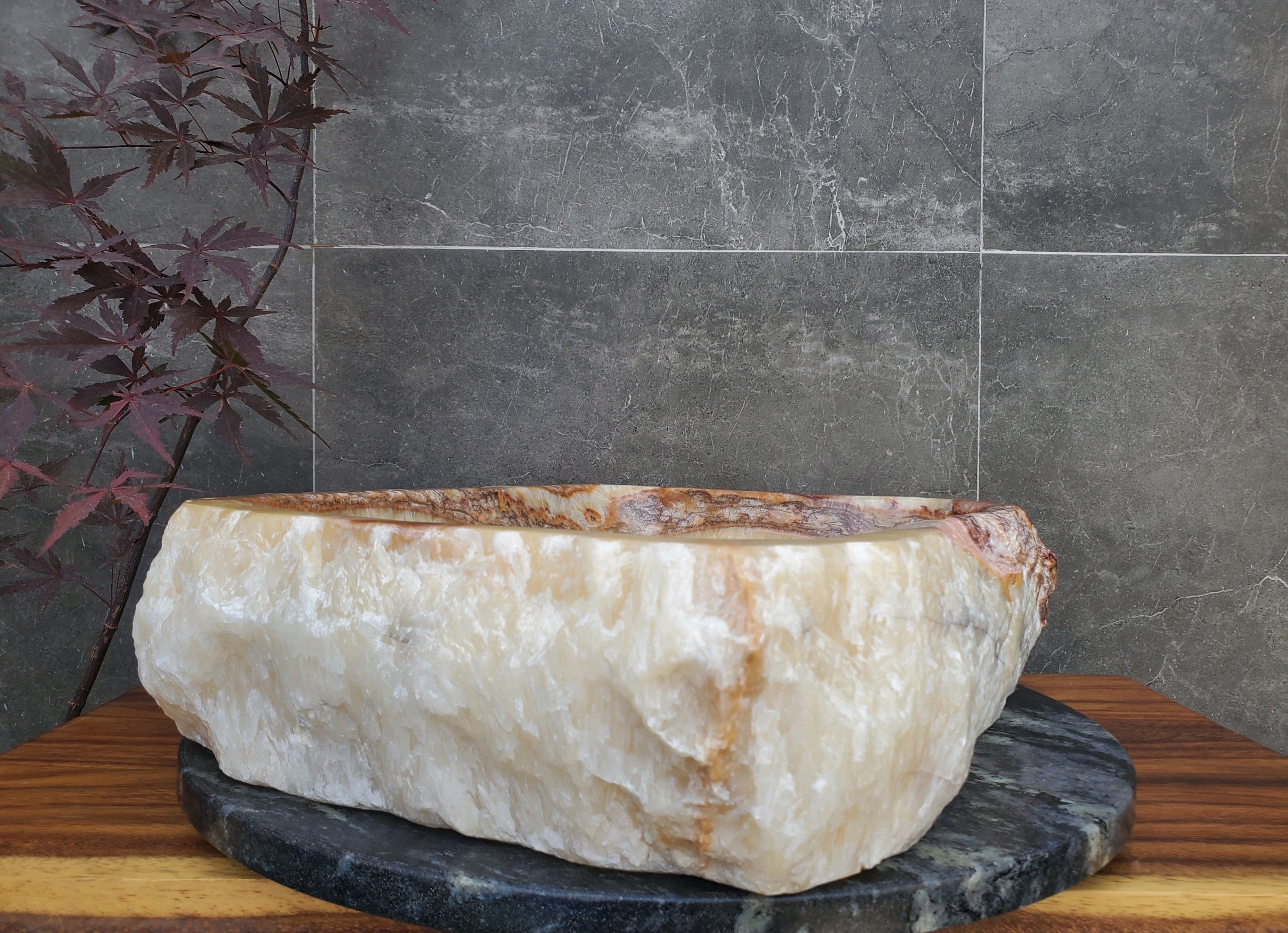 S21_34 Onyx Stone Vessel Bathroom Sink