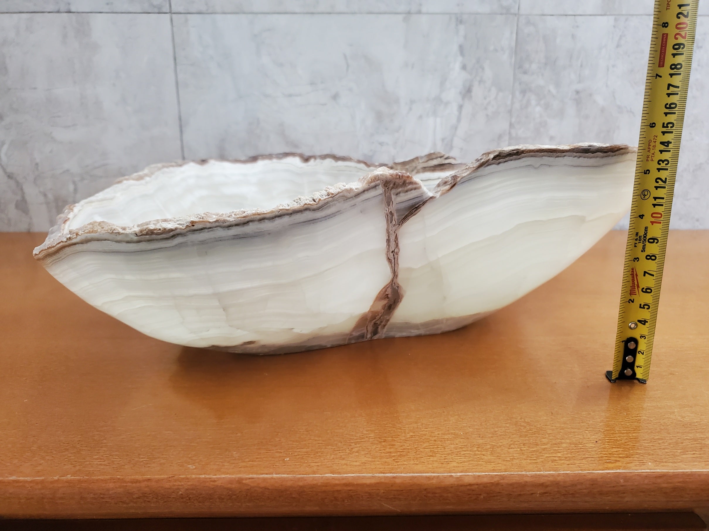 S23_05 Onyx Stone Bathroom Vessel Sink - 16 x 15 inch