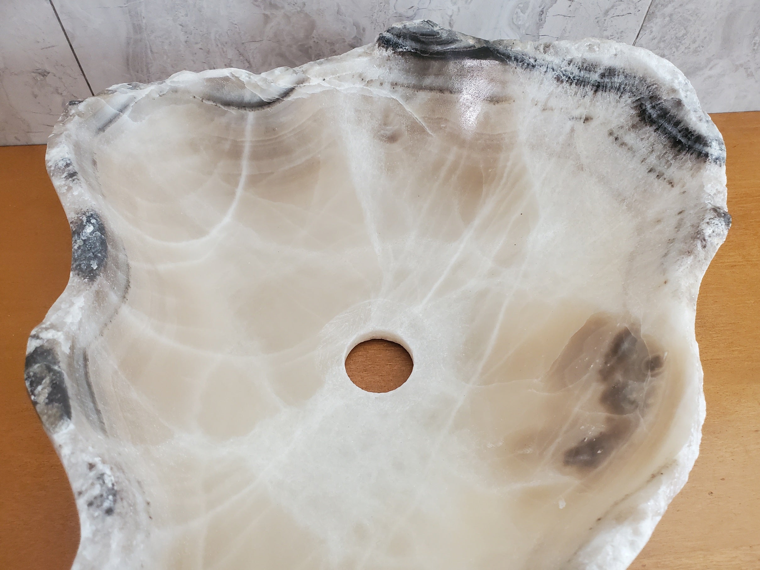 S23_06 Onyx Stone Bathroom Vessel Sink - 17 x 14 inch