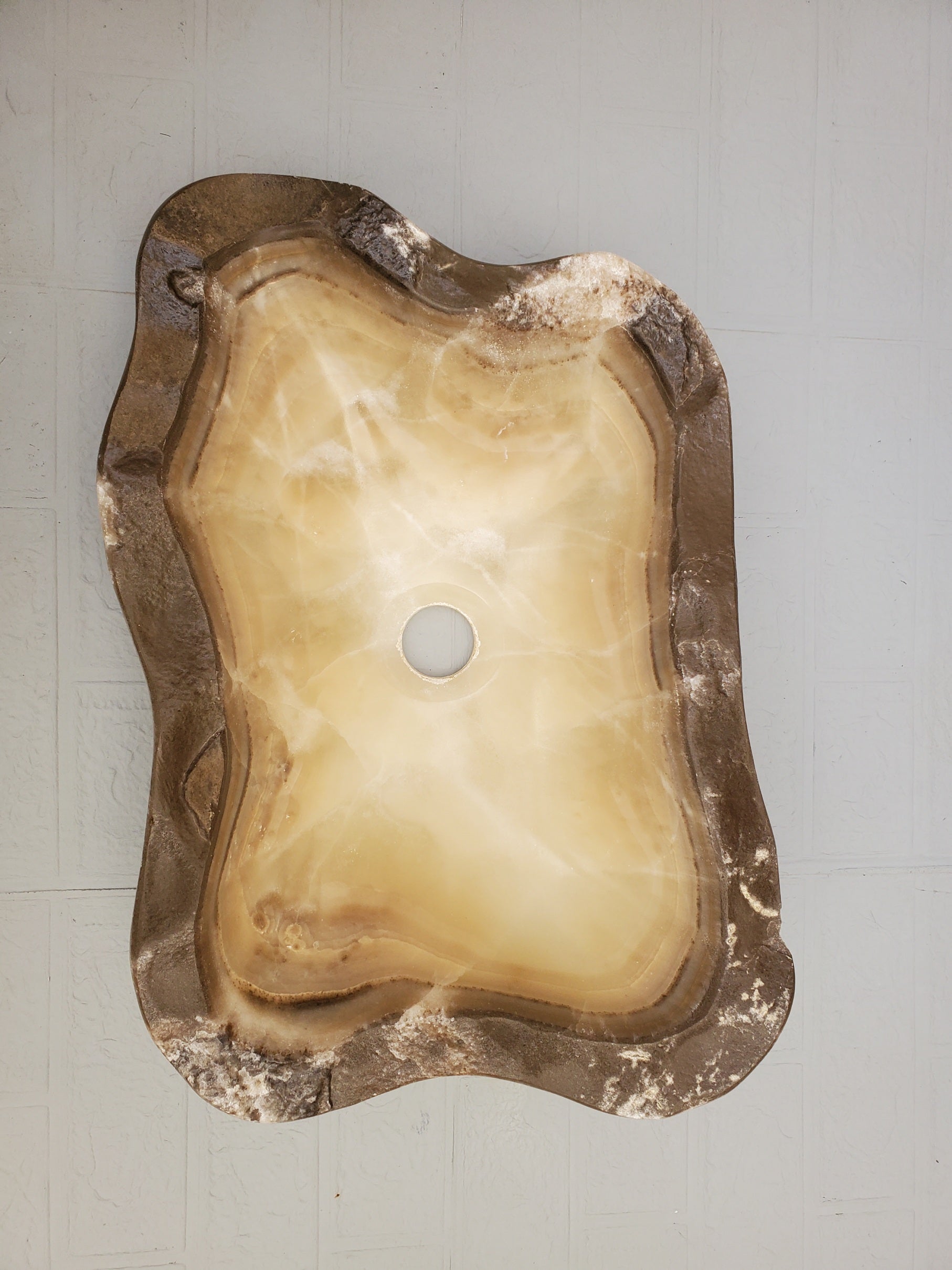 S23_11 Onyx Stone Vessel Bathroom Sink - 18.5 x 12 inch