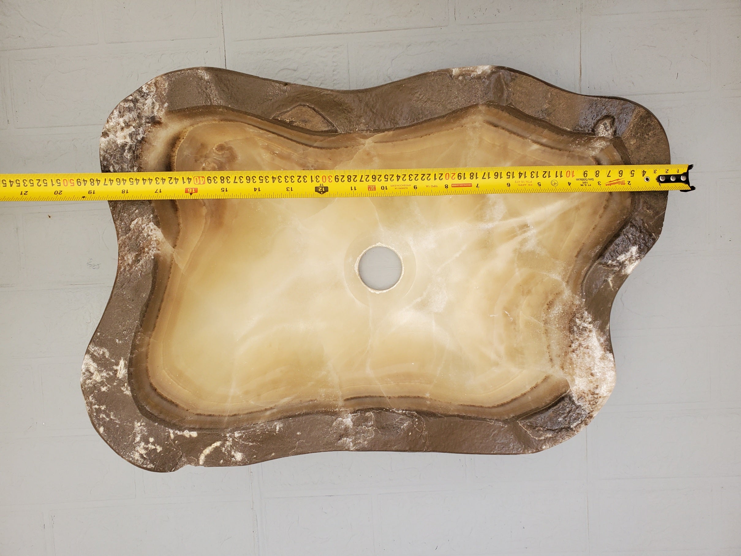 S23_11 Onyx Stone Vessel Bathroom Sink - 18.5 x 12 inch