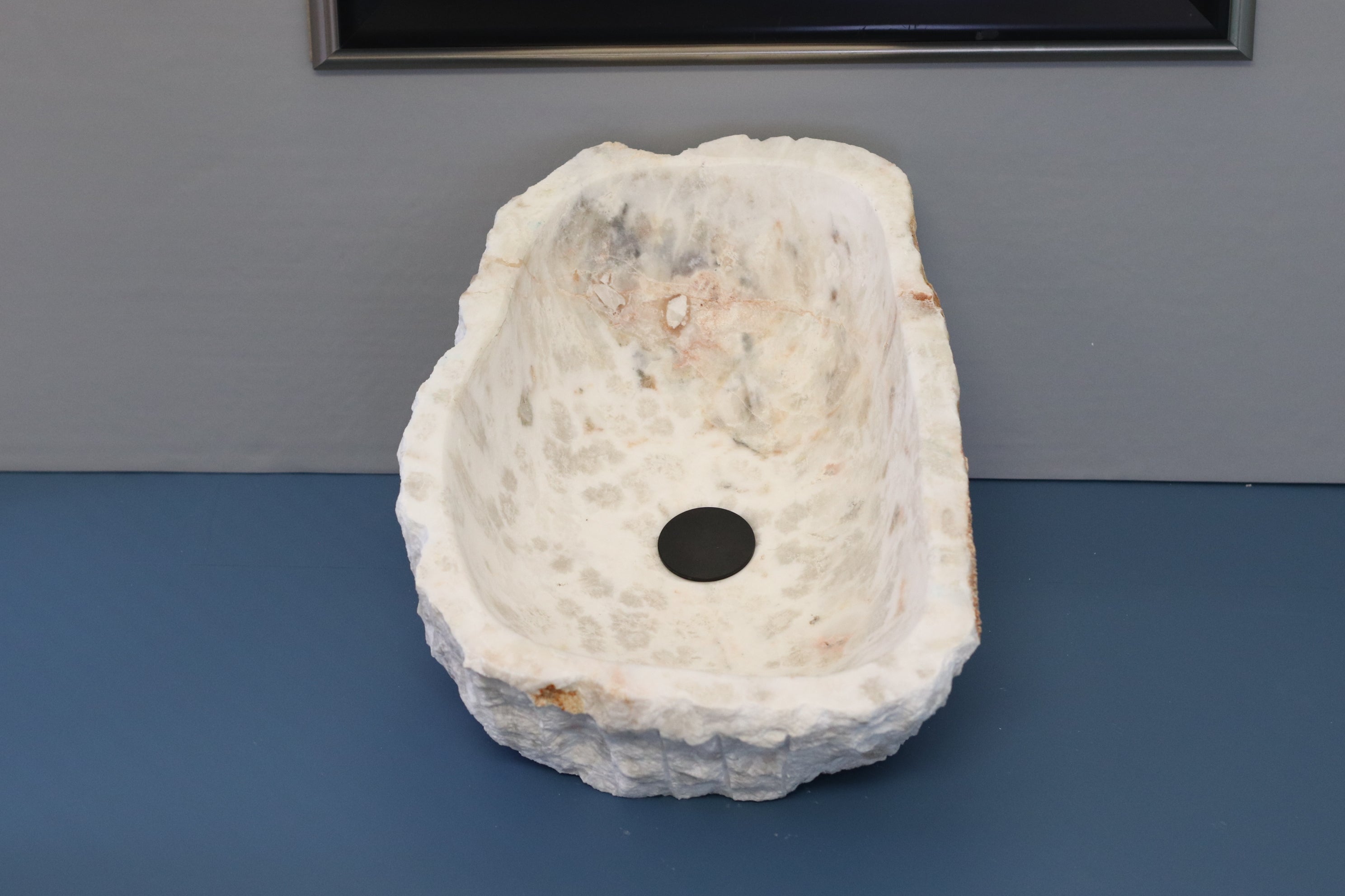 White and Gray Onyx Stone Vessel Bathroom Sink Bathroom Sinks Onyx Sinks Sinks