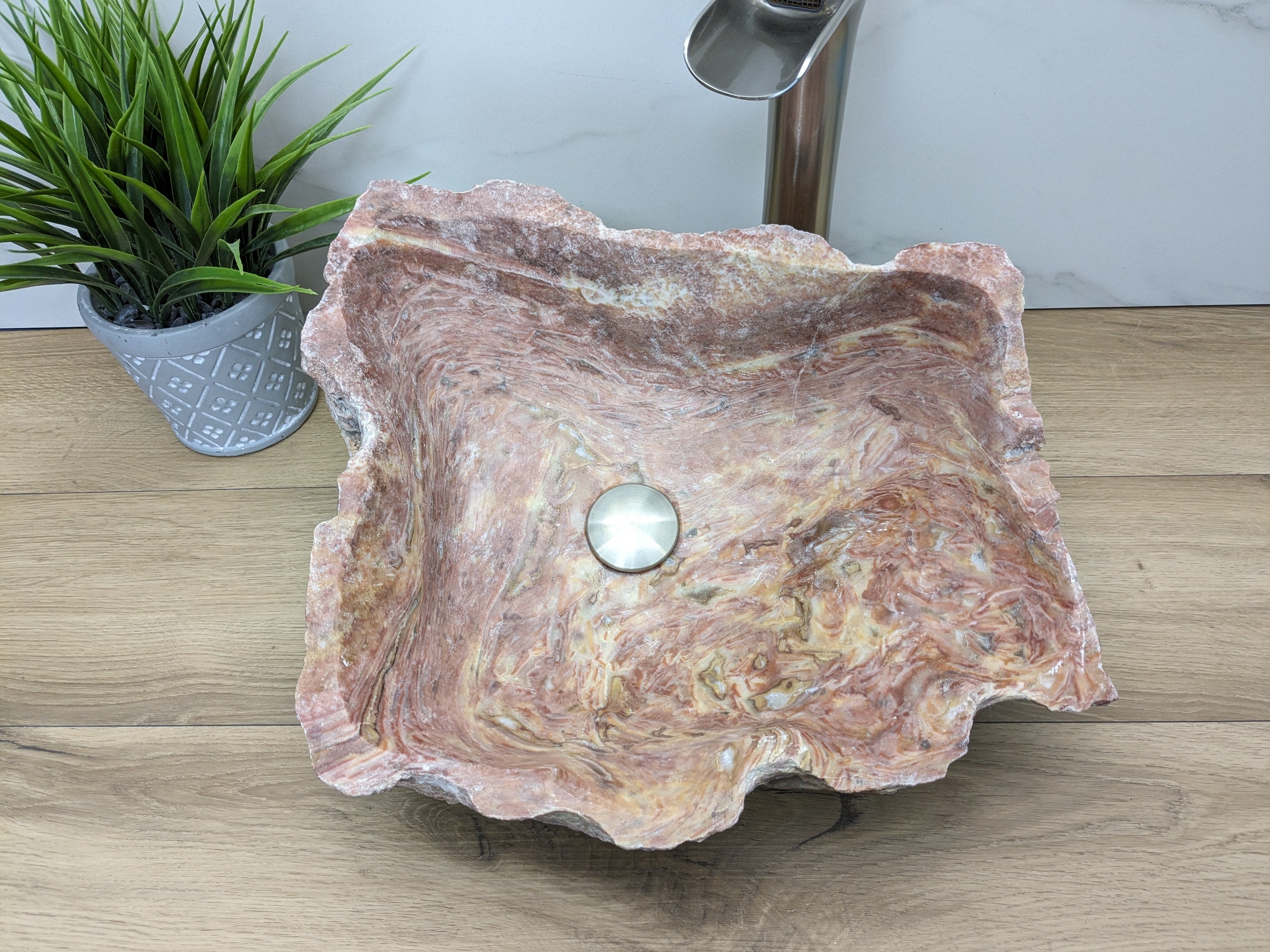 Pink and Tan Onyx Stone Vessel Bathroom Sink Onyx Sinks Onyx Sinks Sinks