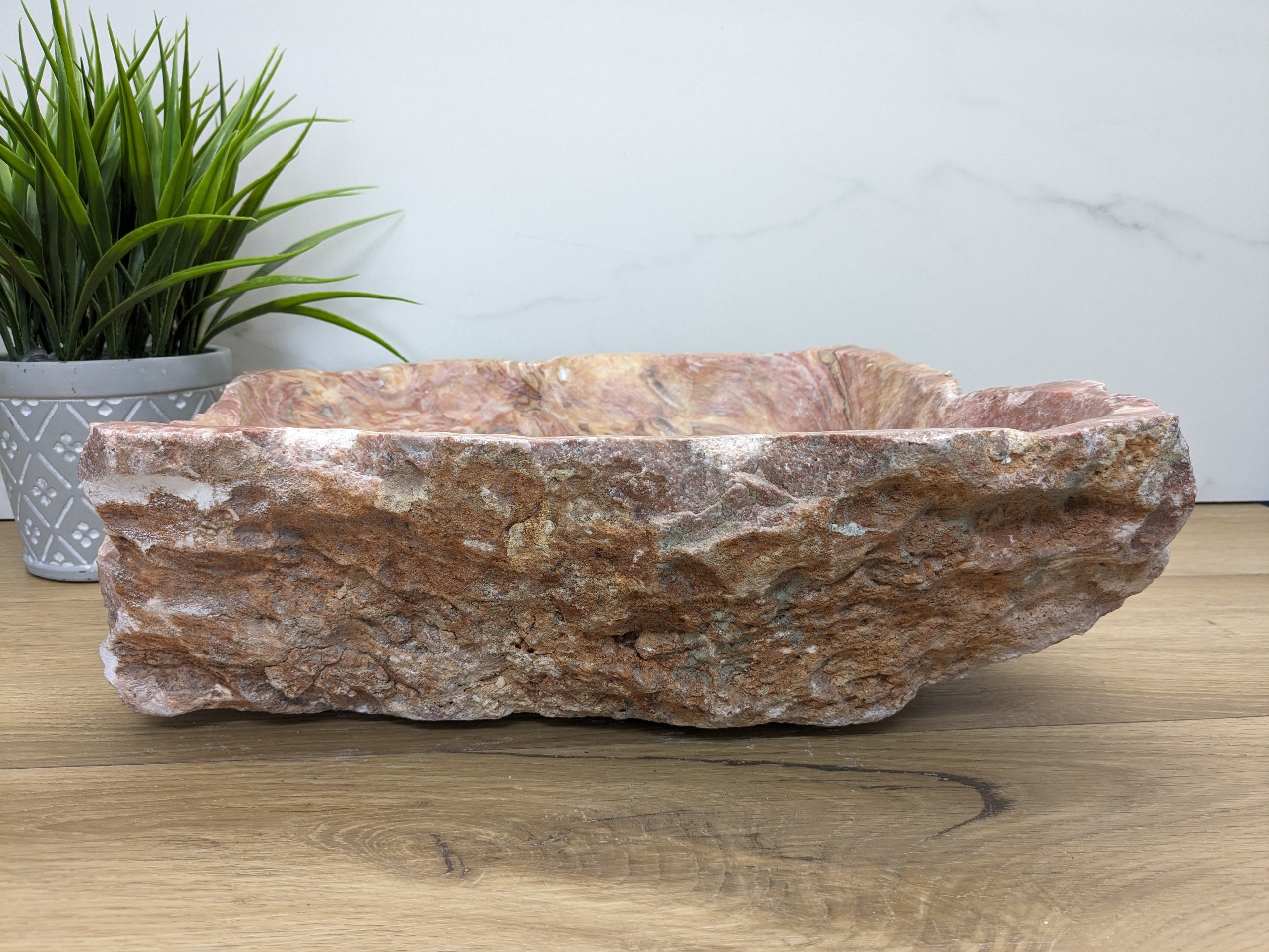 Pink and Tan Onyx Stone Vessel Bathroom Sink Onyx Sinks Onyx Sinks Sinks