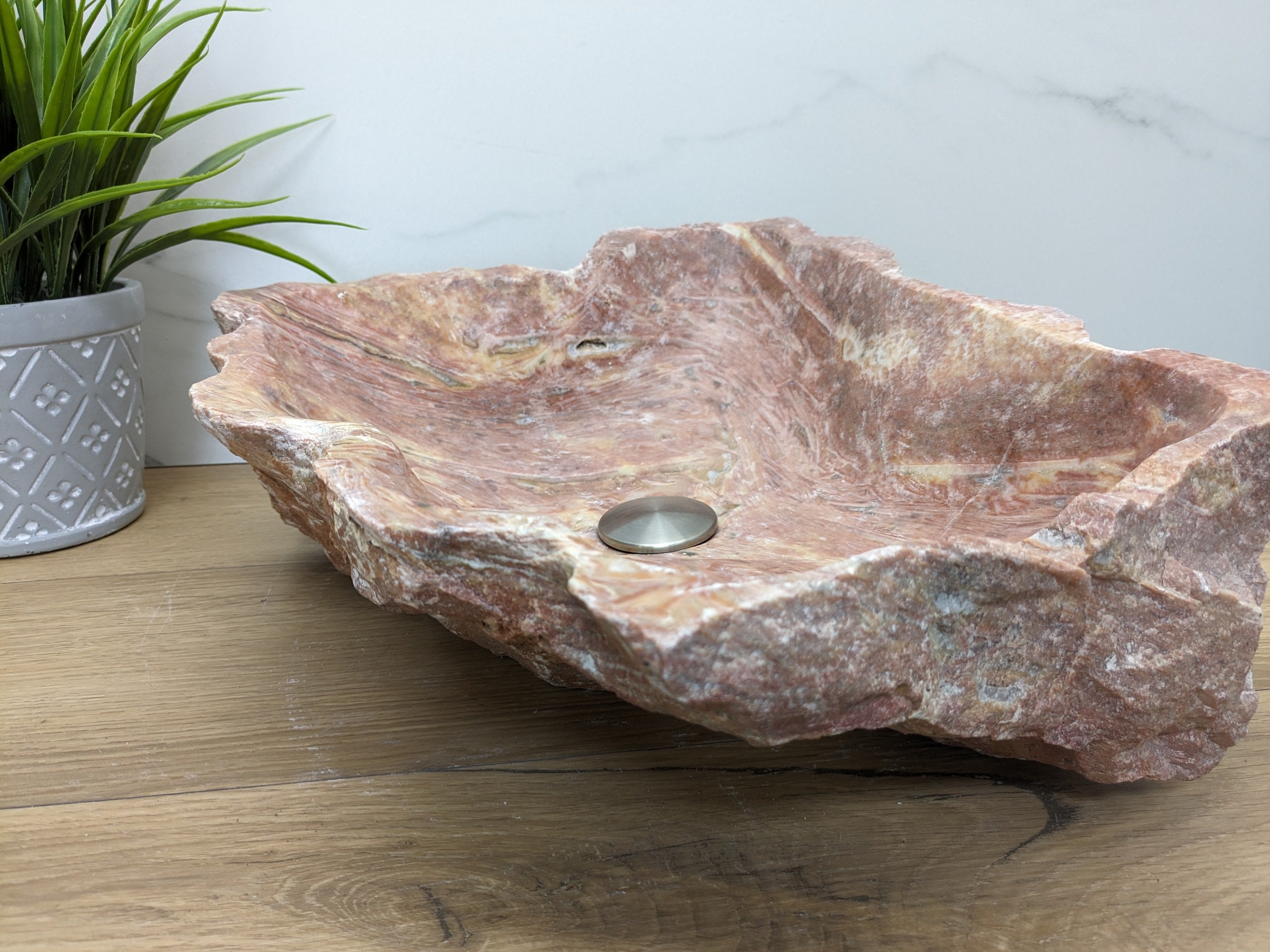 Pink and Tan Onyx Stone Vessel Bathroom Sink Onyx Sinks Onyx Sinks Sinks
