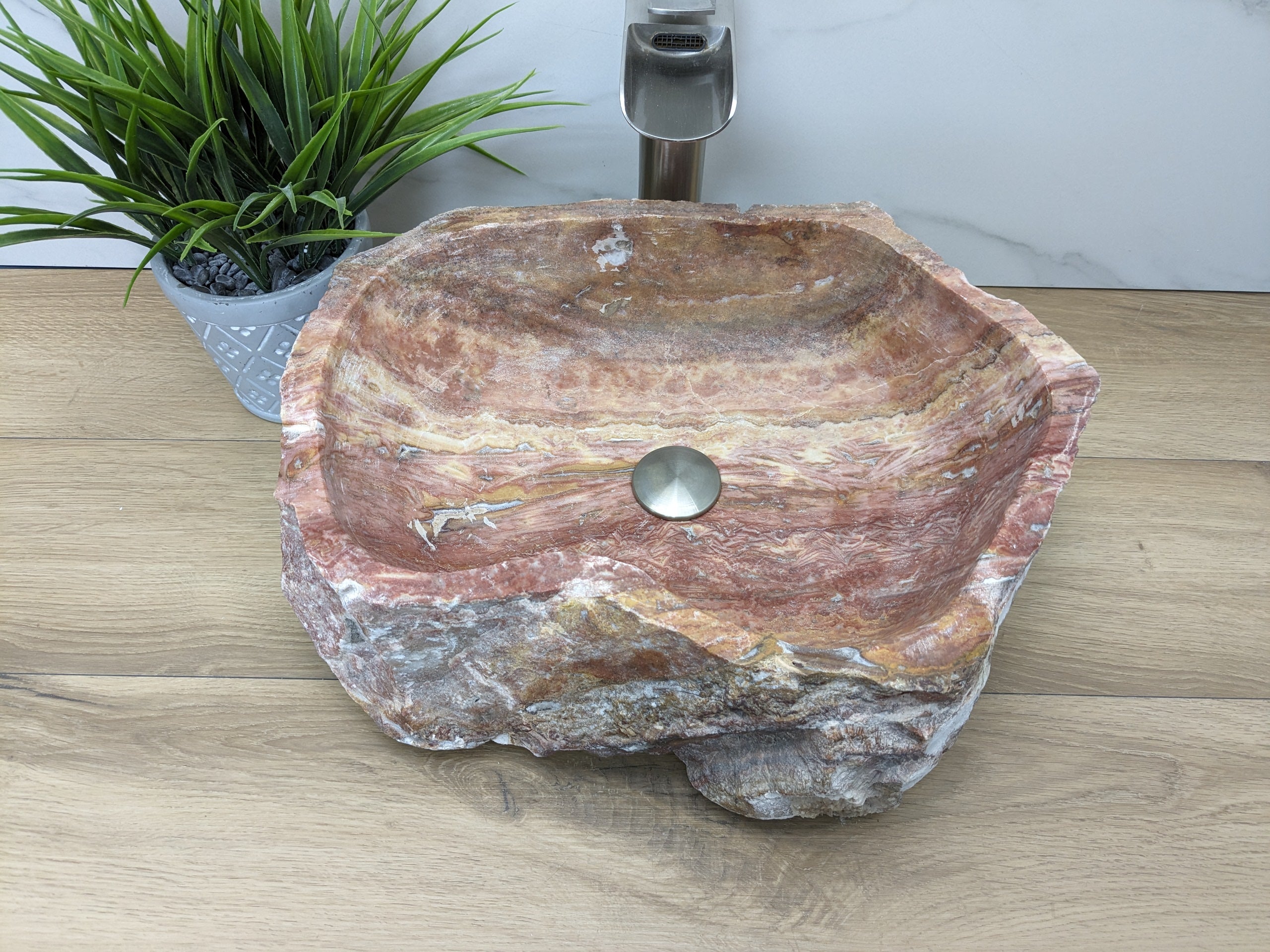 Pink Gold Onyx Stone Vessel Bathroom Sink Onyx Sinks Onyx Sinks Sinks