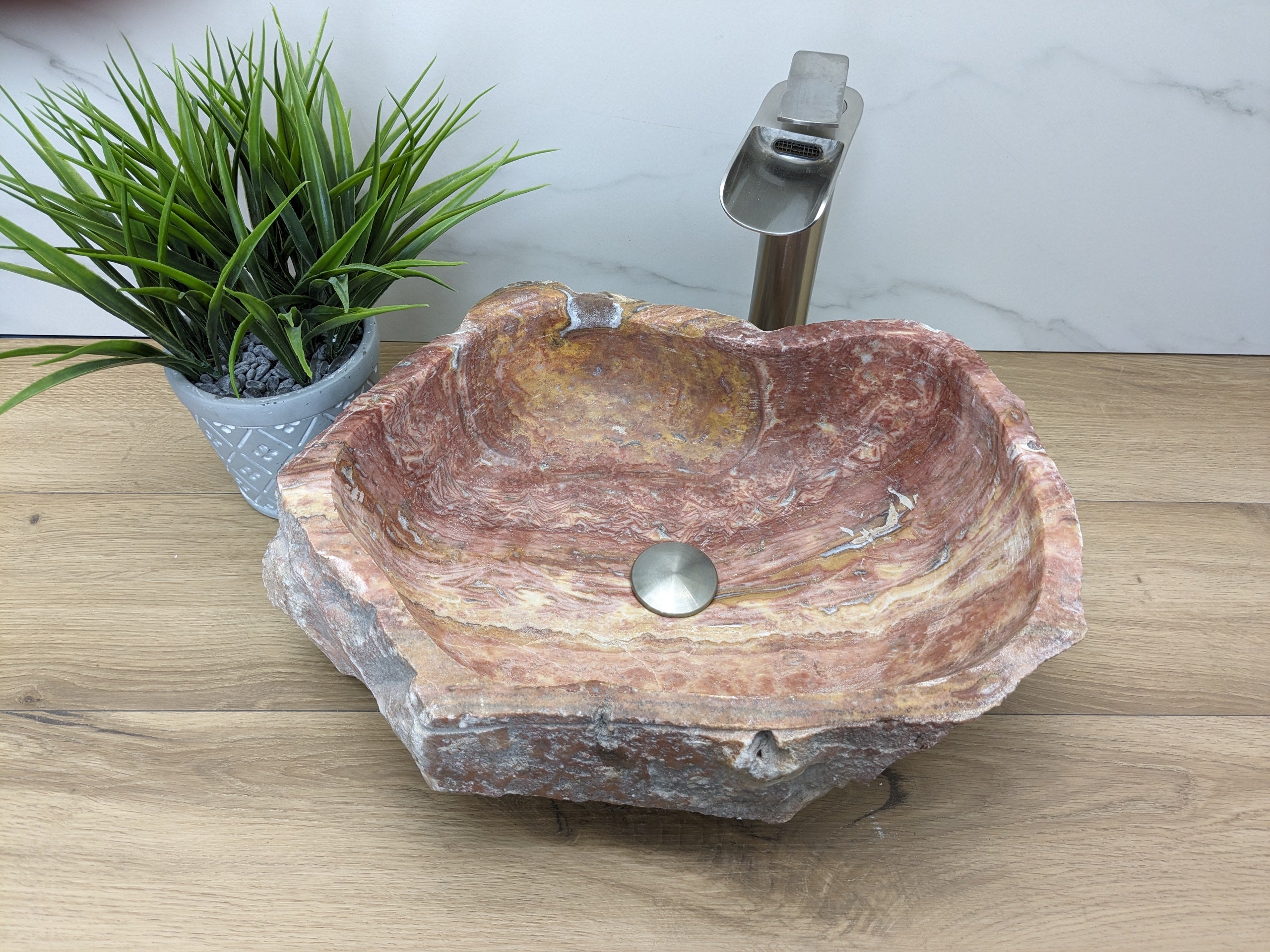 Pink Gold Onyx Stone Vessel Bathroom Sink Onyx Sinks Onyx Sinks Sinks