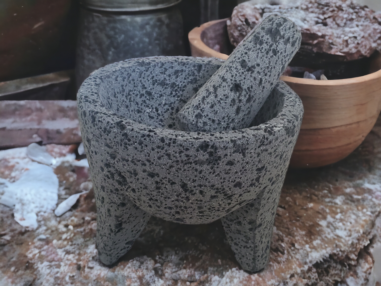 Middle Molcajete - Lava Stone - 5 Inch Molcajete Accessories Kitchen & Dining Molcajete