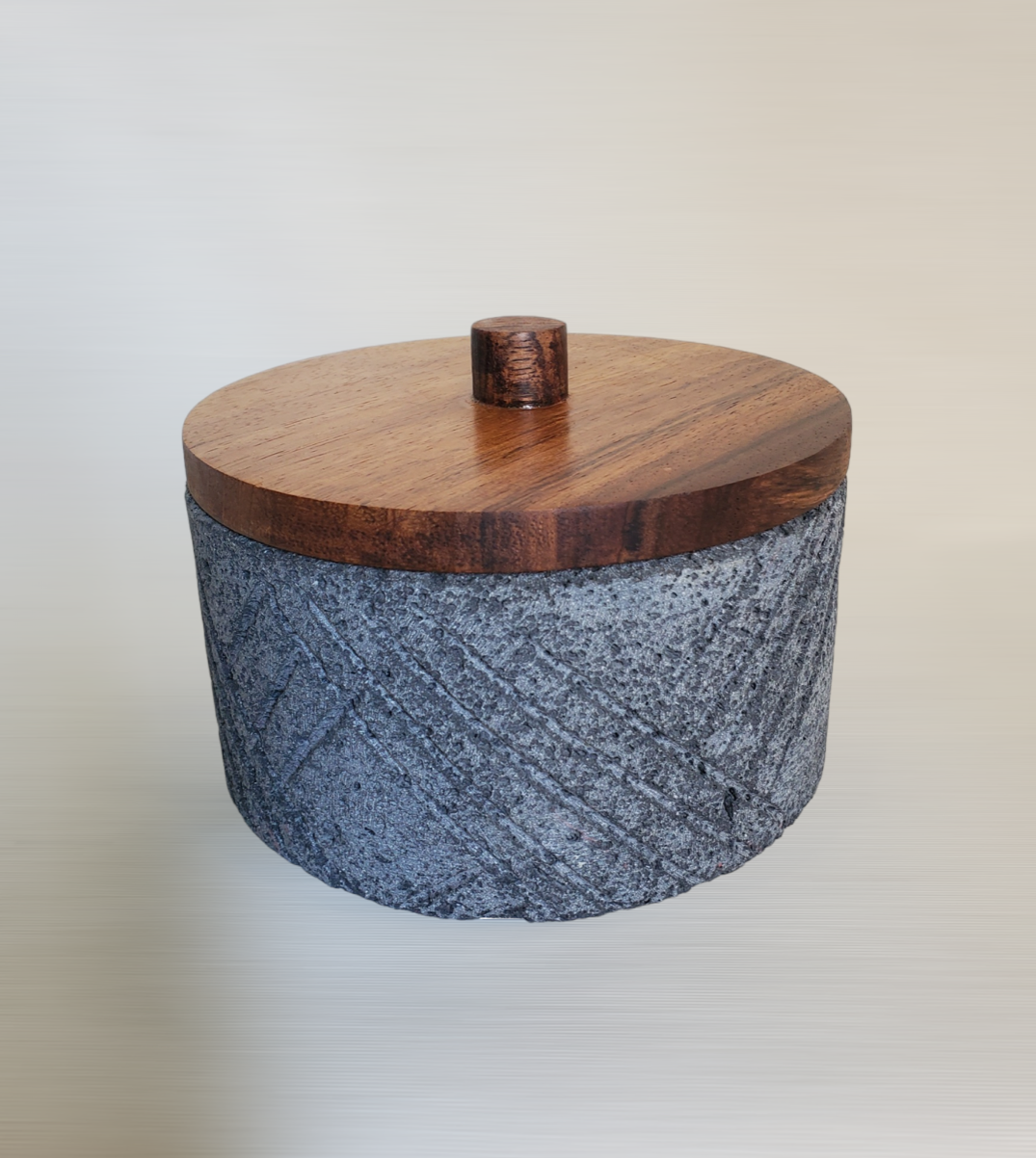 Style Slash Wood Top Molcajete - Lava Stone - 8 Inch Molcajete Accessories Kitchen & Dining Molcajete