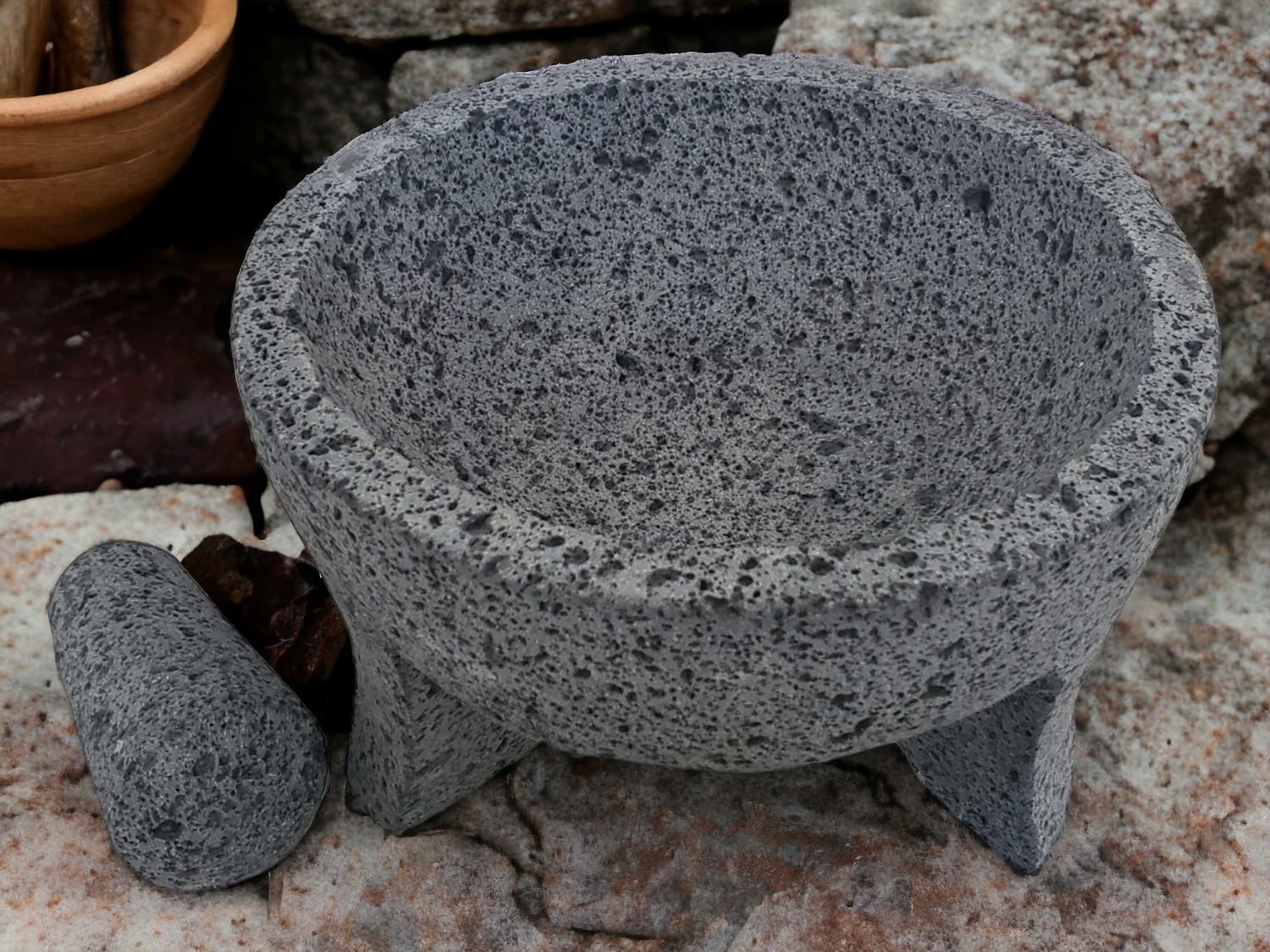 Round About Molcajete - Lava Stone - 10 Inch Molcajete Accessories Kitchen & Dining Molcajete