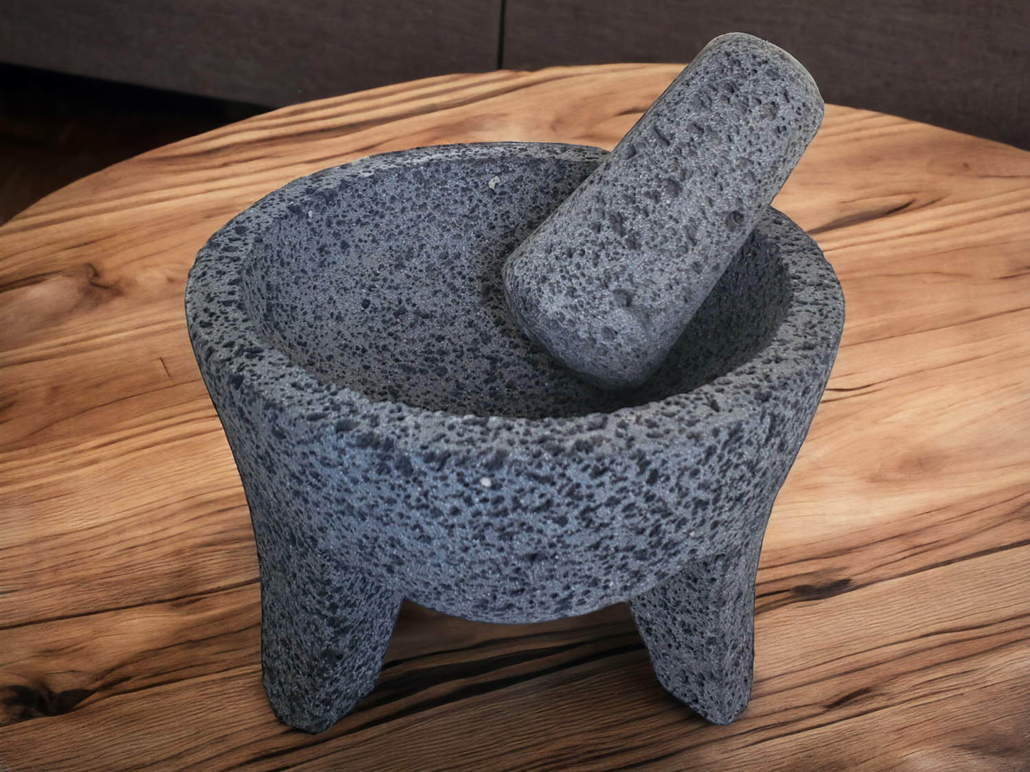 Cultural Bowl & Pestle - Lava Stone - 8 Inch - Authentic Mexican Molcajete! Molcajete Accessories Featured Kitchen & Dining Molcajete