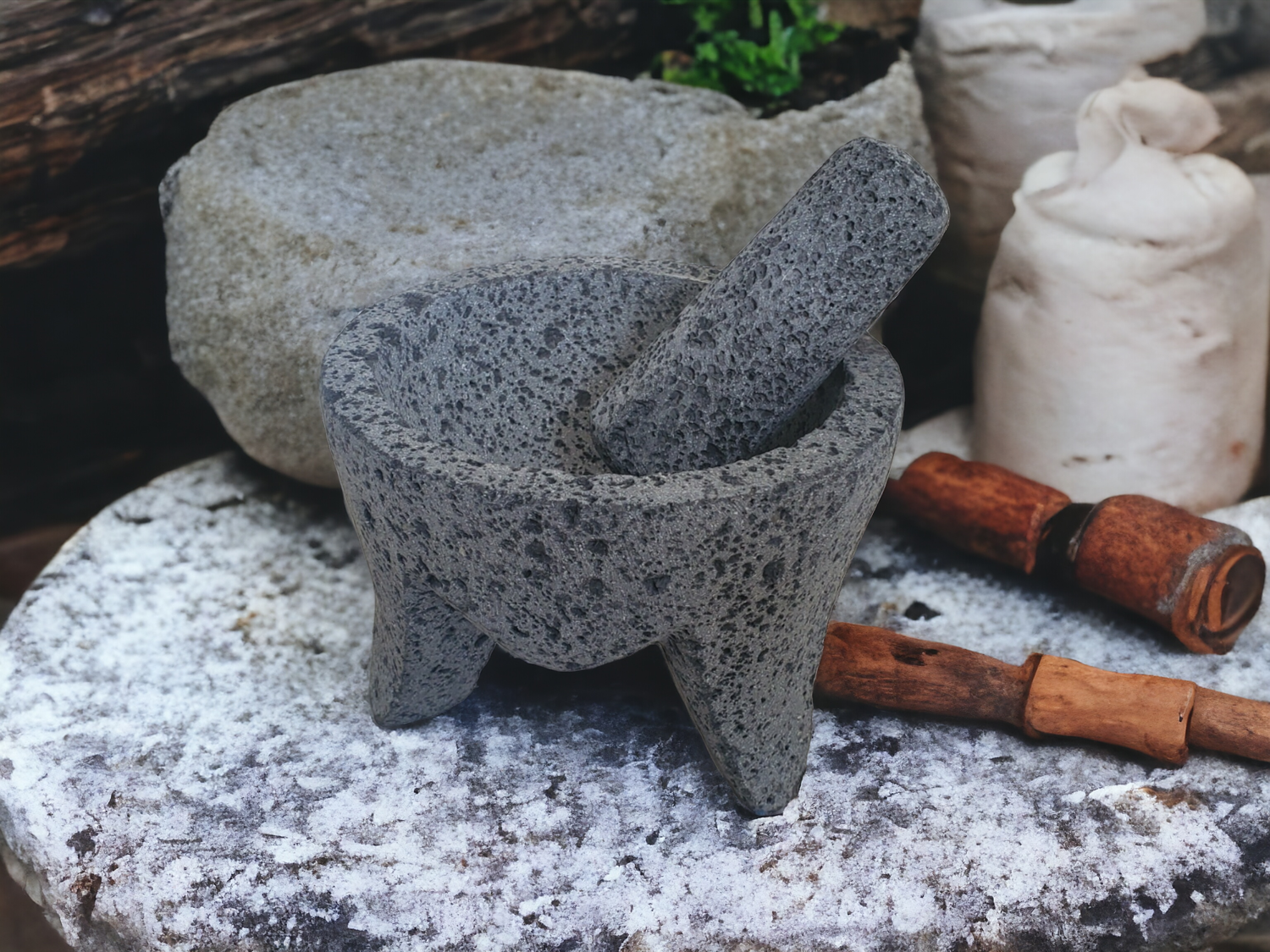 Mighty Bowl & Pestle - Lava Stone - 6 Inch Molcajete Accessories Kitchen & Dining Molcajete