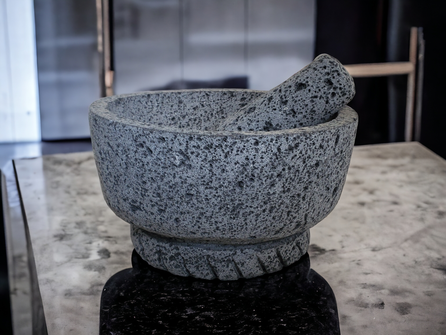 Sculpted Molcajete - Lava Stone - 8 Inch Molcajete Accessories Kitchen & Dining Molcajete
