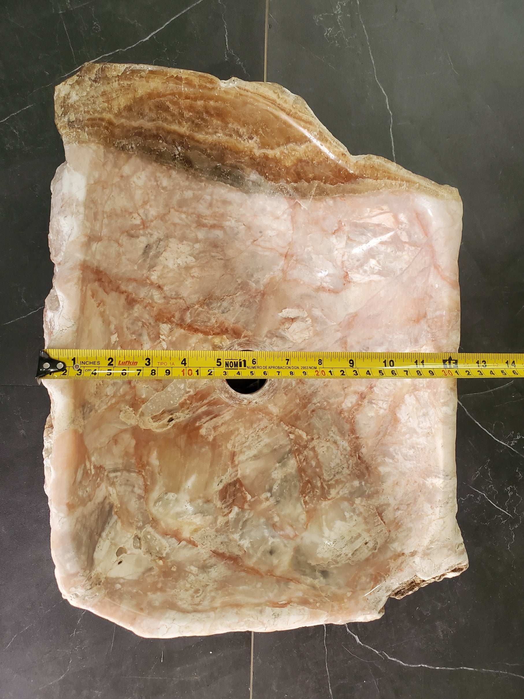S34_02 Pink Onyx Vessel Bathroom Sink - 16 x 12.5 inch