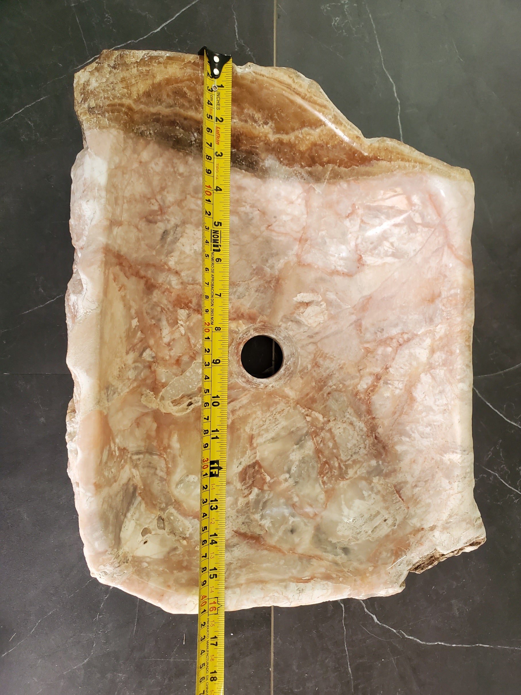 S34_02 Pink Onyx Vessel Bathroom Sink - 16 x 12.5 inch