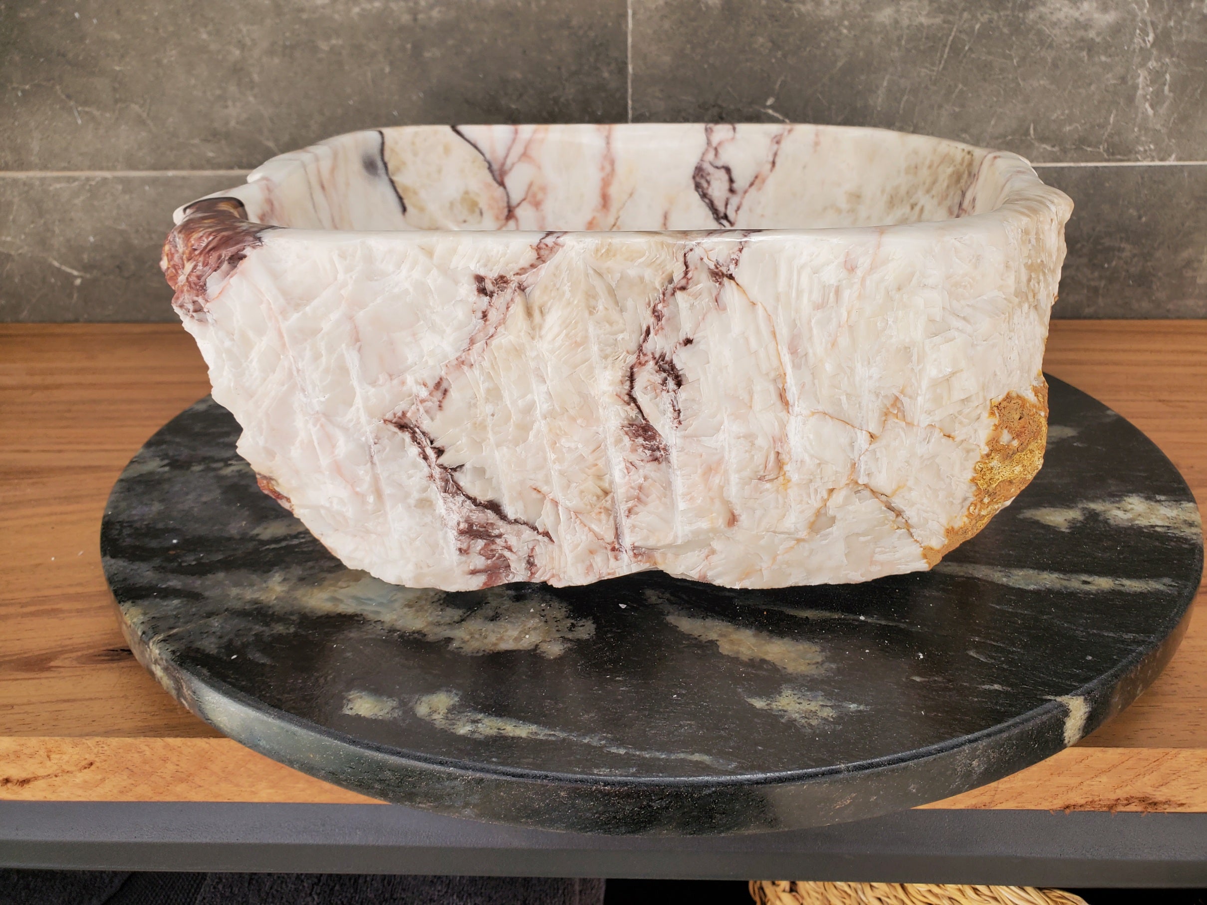 S33_06 Onyx Stone Vessel Sink - 14 x 13 inch