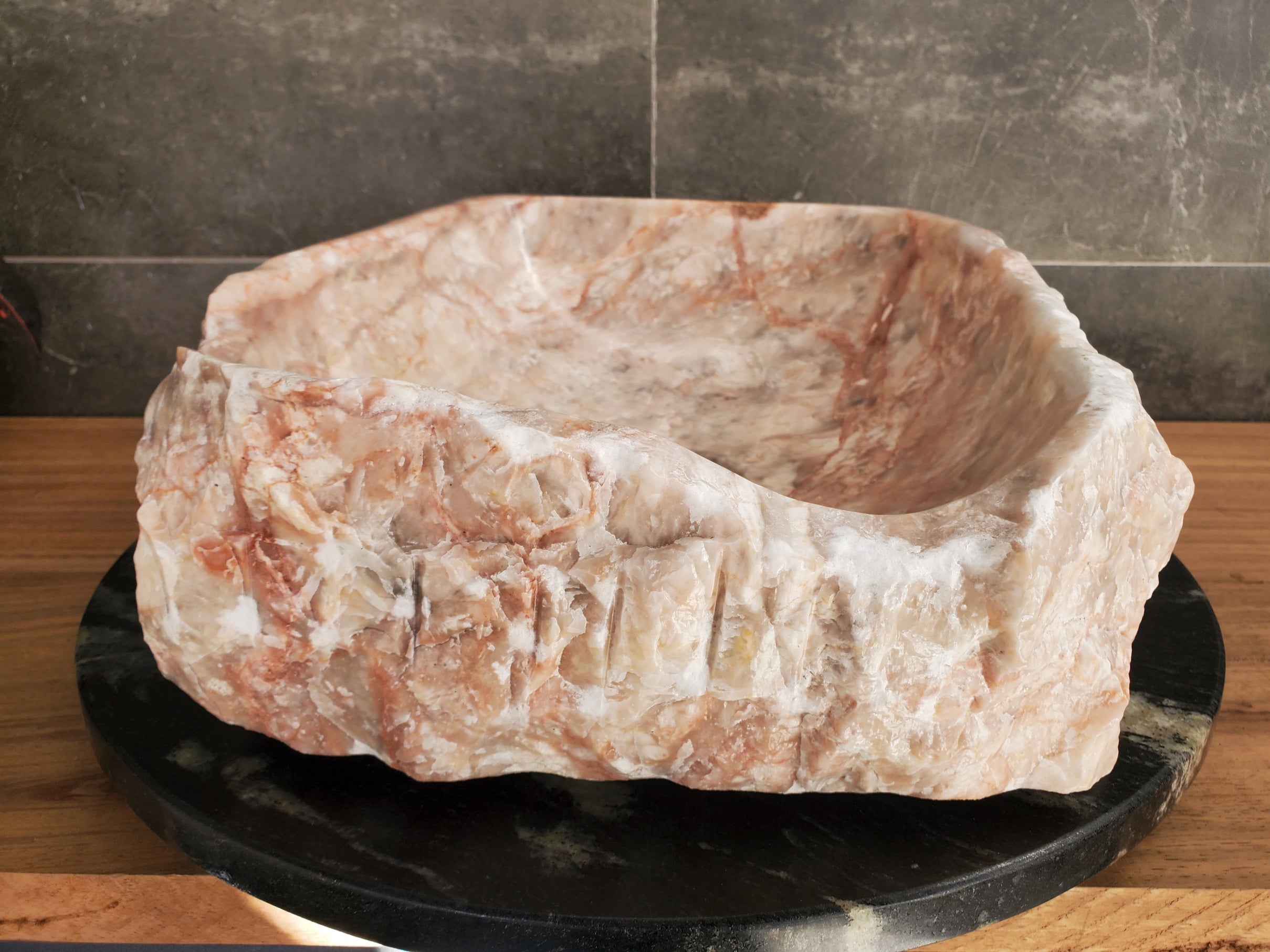 S34_06 Onyx Stone Vessel Sink - 16 x 12.5 inch